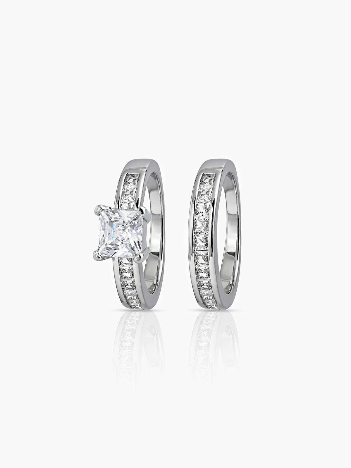 Korina Cushion Set Of 2 Silver Diamond Solitaire Women's Ring