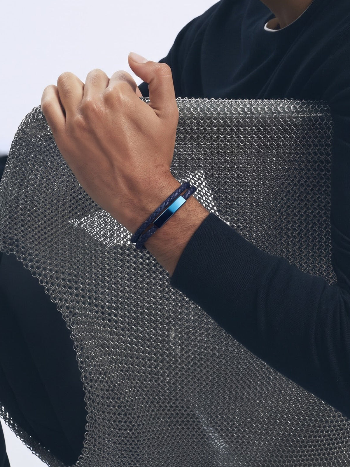 Kreston Blue - Black Men's Leather Bracelet