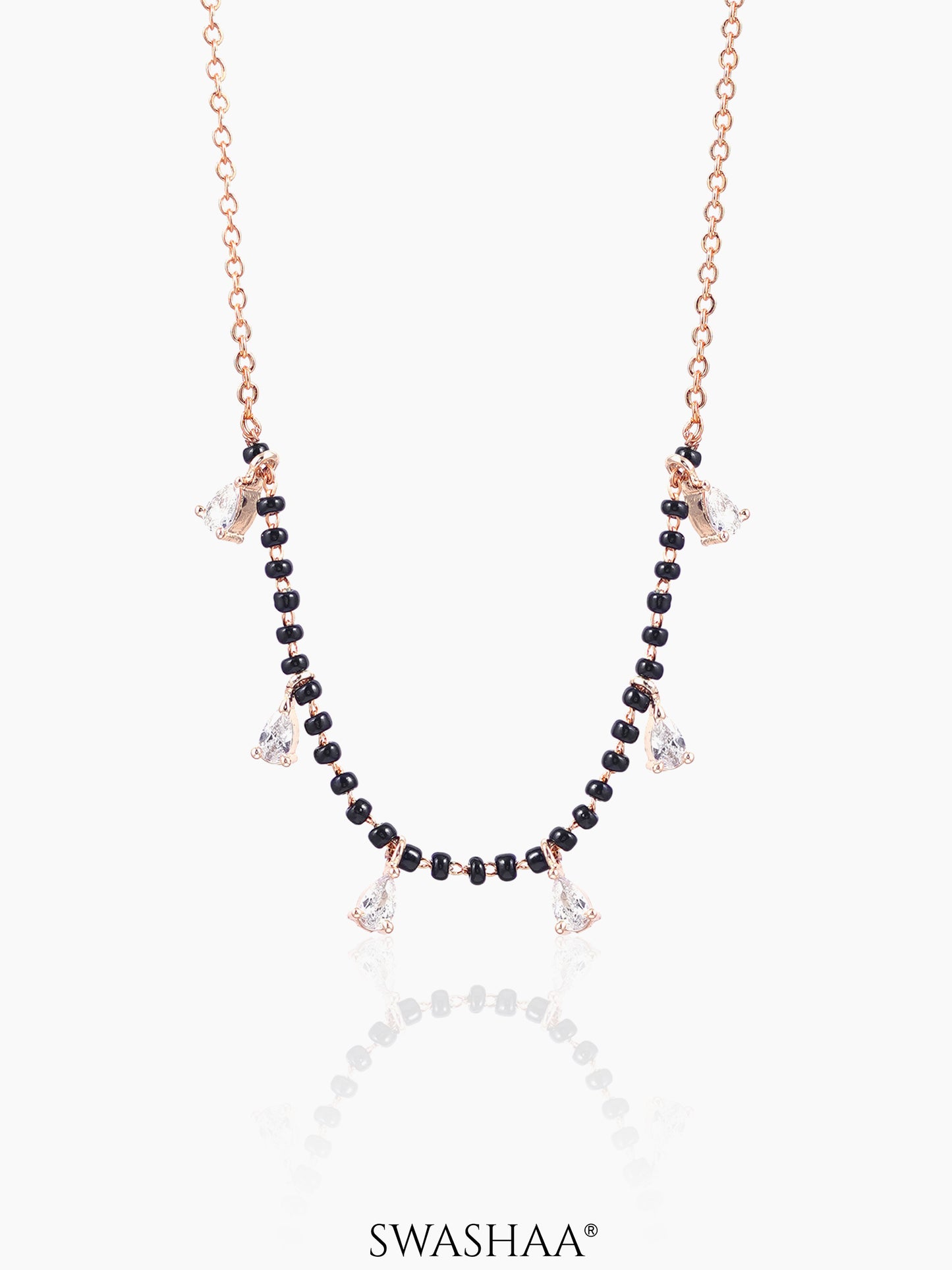 Kunika Sparkling Diamond Rosegold Plated Mangalsutra