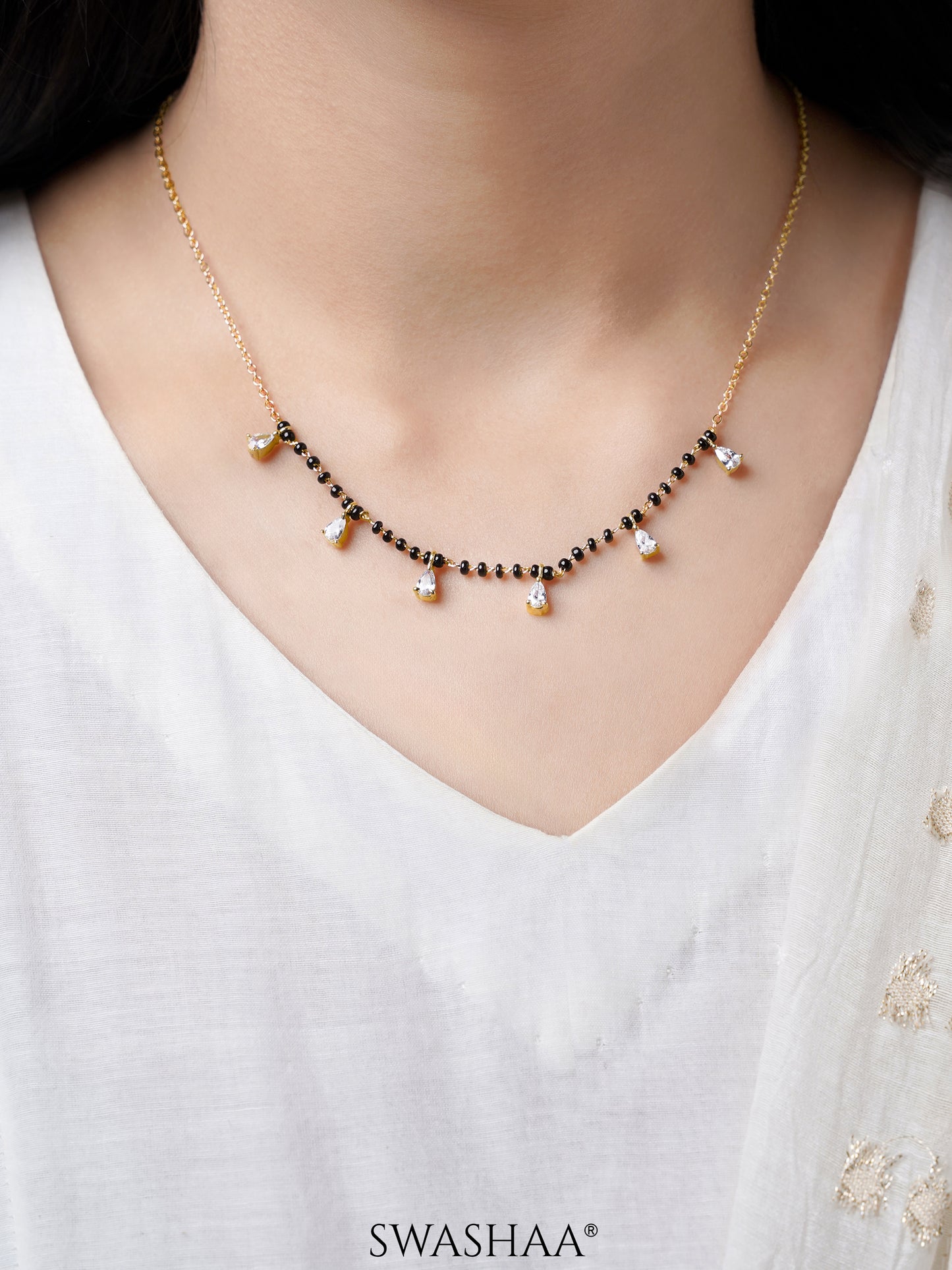 Kunika Sparkling Diamond 18K Gold Plated Mangalsutra