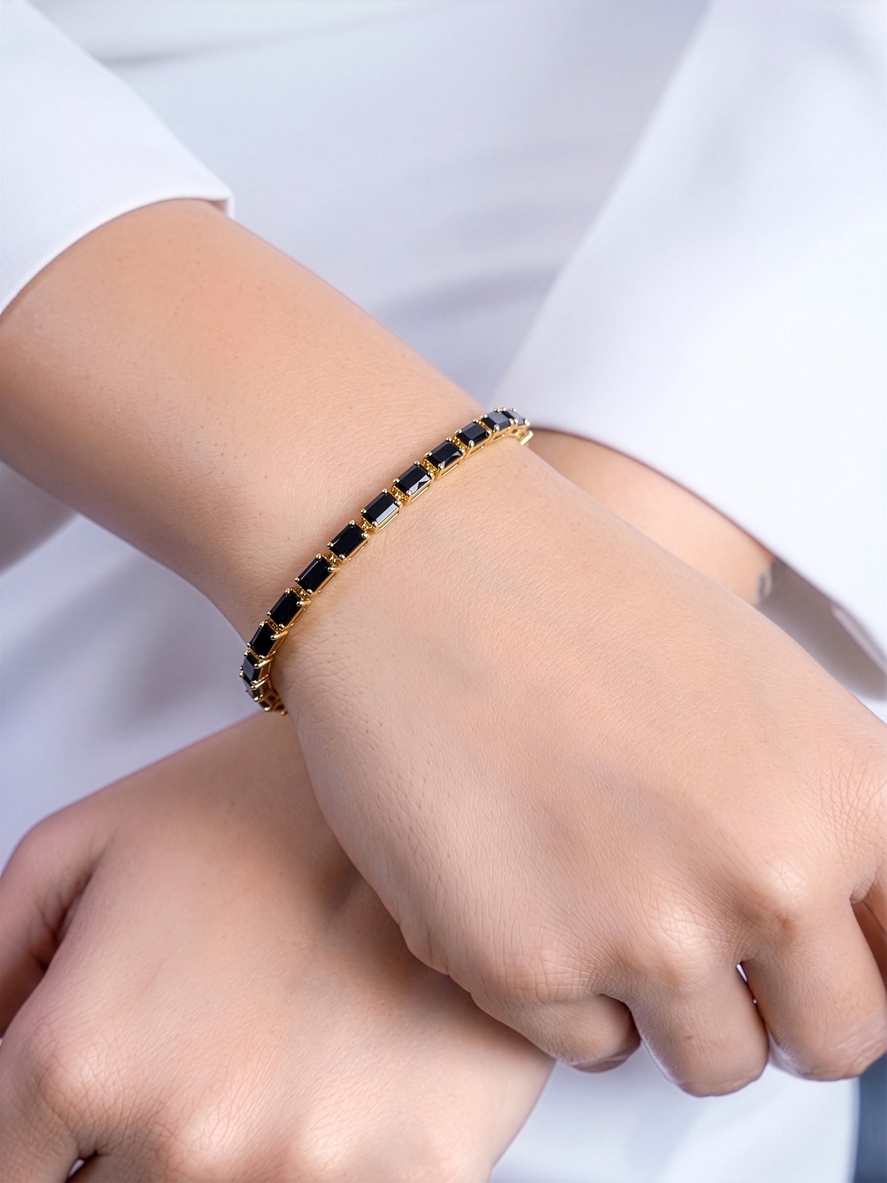 Kyren Black 18K Gold Plated Diamond Women's Tennis Loose Bracelet