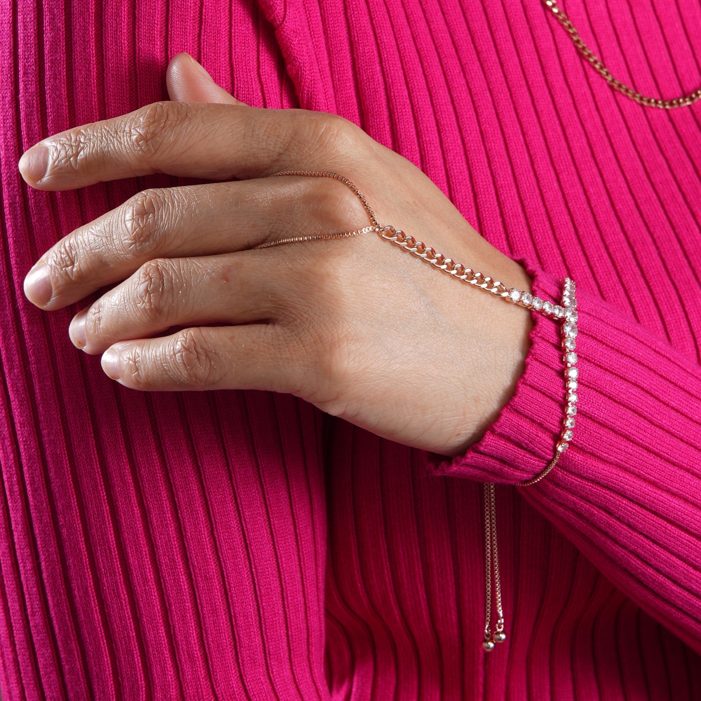 Ashna Rosegold Plated Ring Bracelet