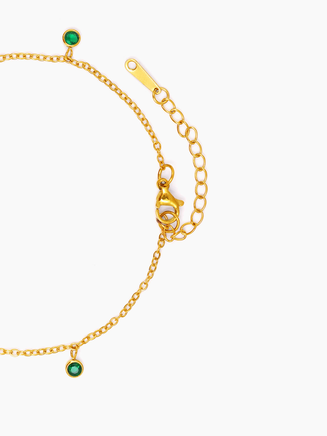 Laariya Emarald Green Diamond 18K Gold Plated Women's Anklet