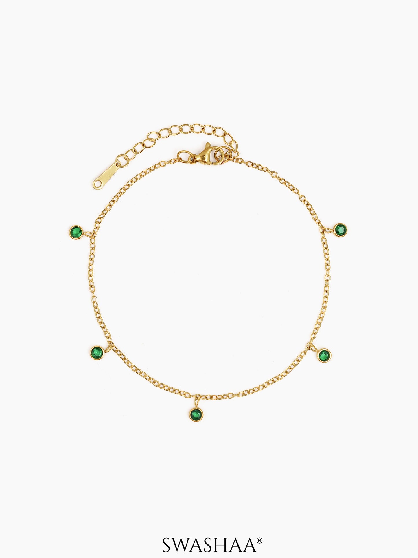 Laariya Emarald Stone 18K Gold Plated Women's Anklet