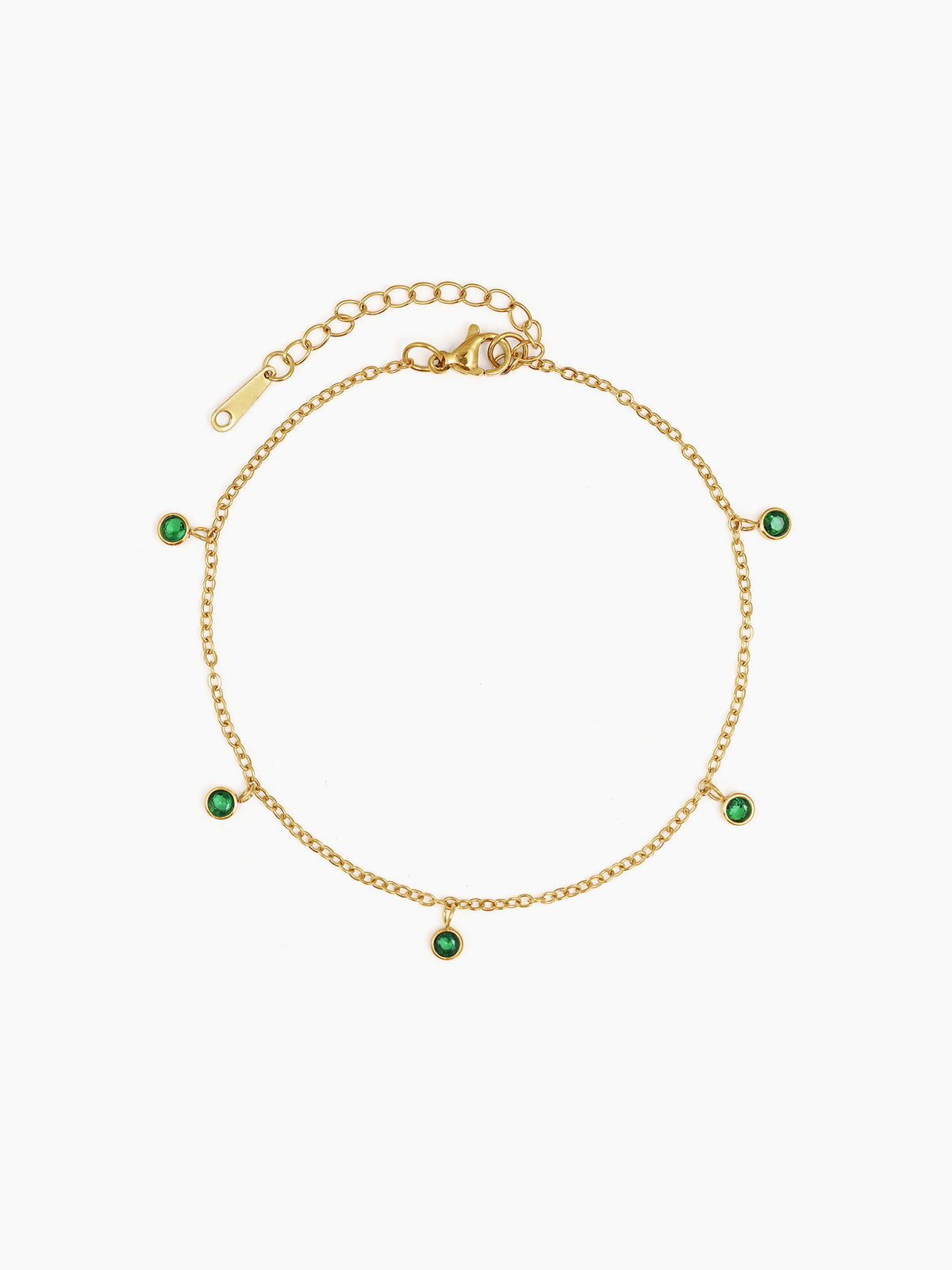 Laariya Emarald Green Diamond 18K Gold Plated Women's Anklet