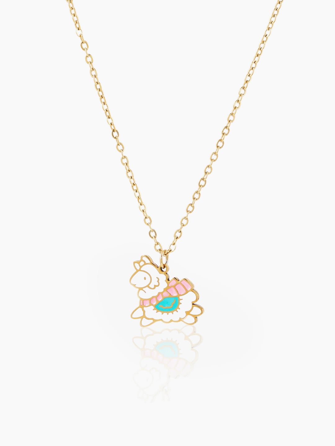 Lady Sheep Charma 18K Gold Plated Kid's Chain Pendant Necklace