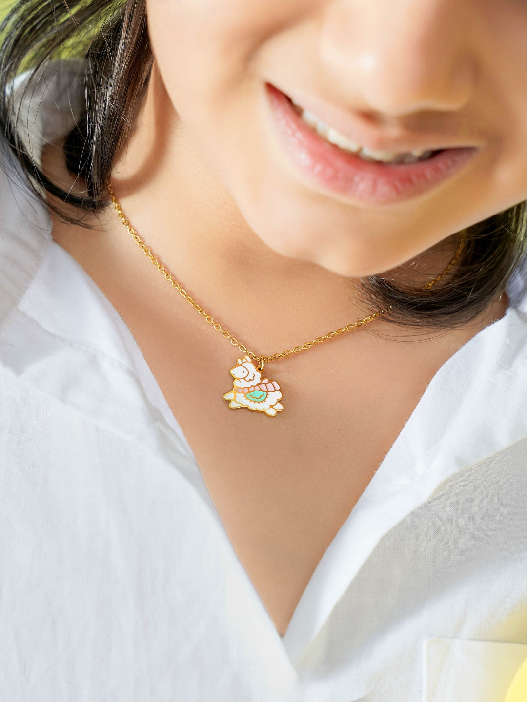 Lady Sheep Charma 18K Gold Plated Kid's Chain Pendant Necklace