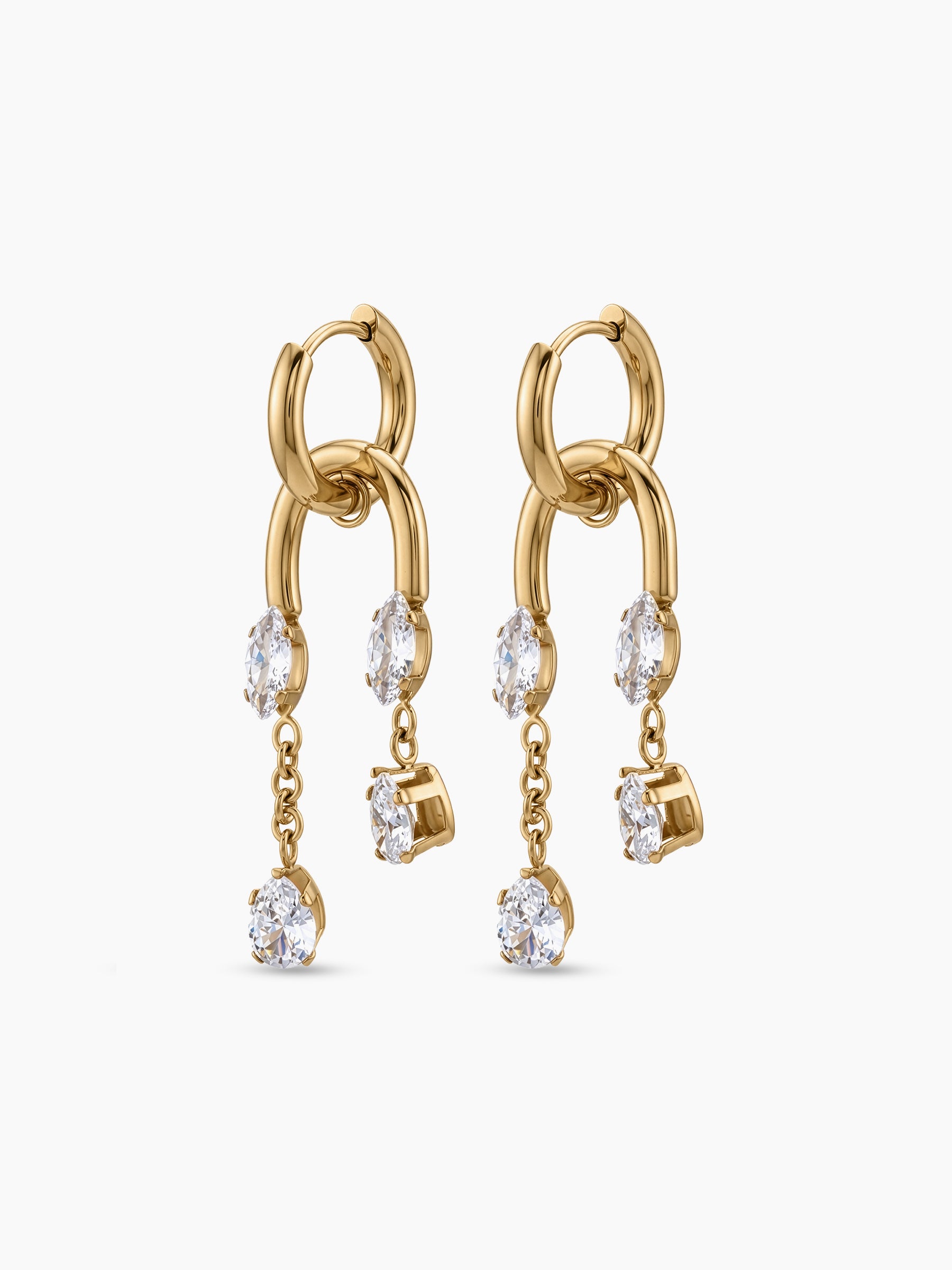 Larevia Diamond 18K Gold Plated Women's Hoop Earrings