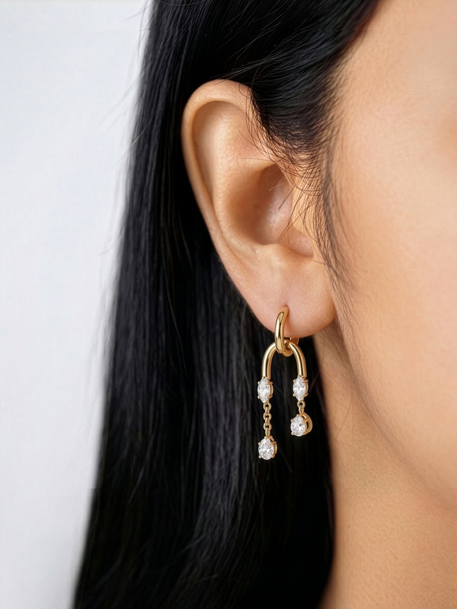 Larevia Diamond 18K Gold Plated Women's Hoop Earrings