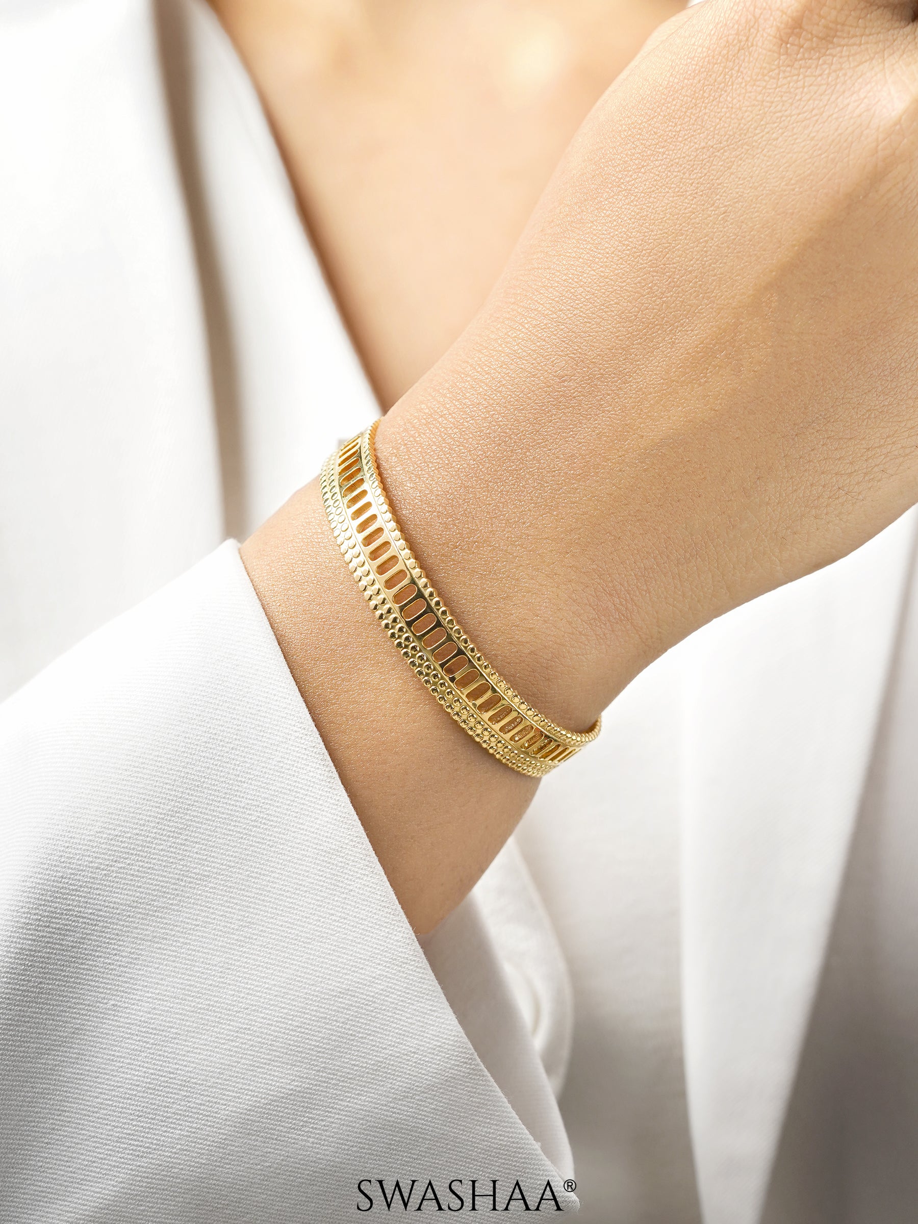 Larkin Geometric Classic 18K Gold Plated Cuff Bracelet