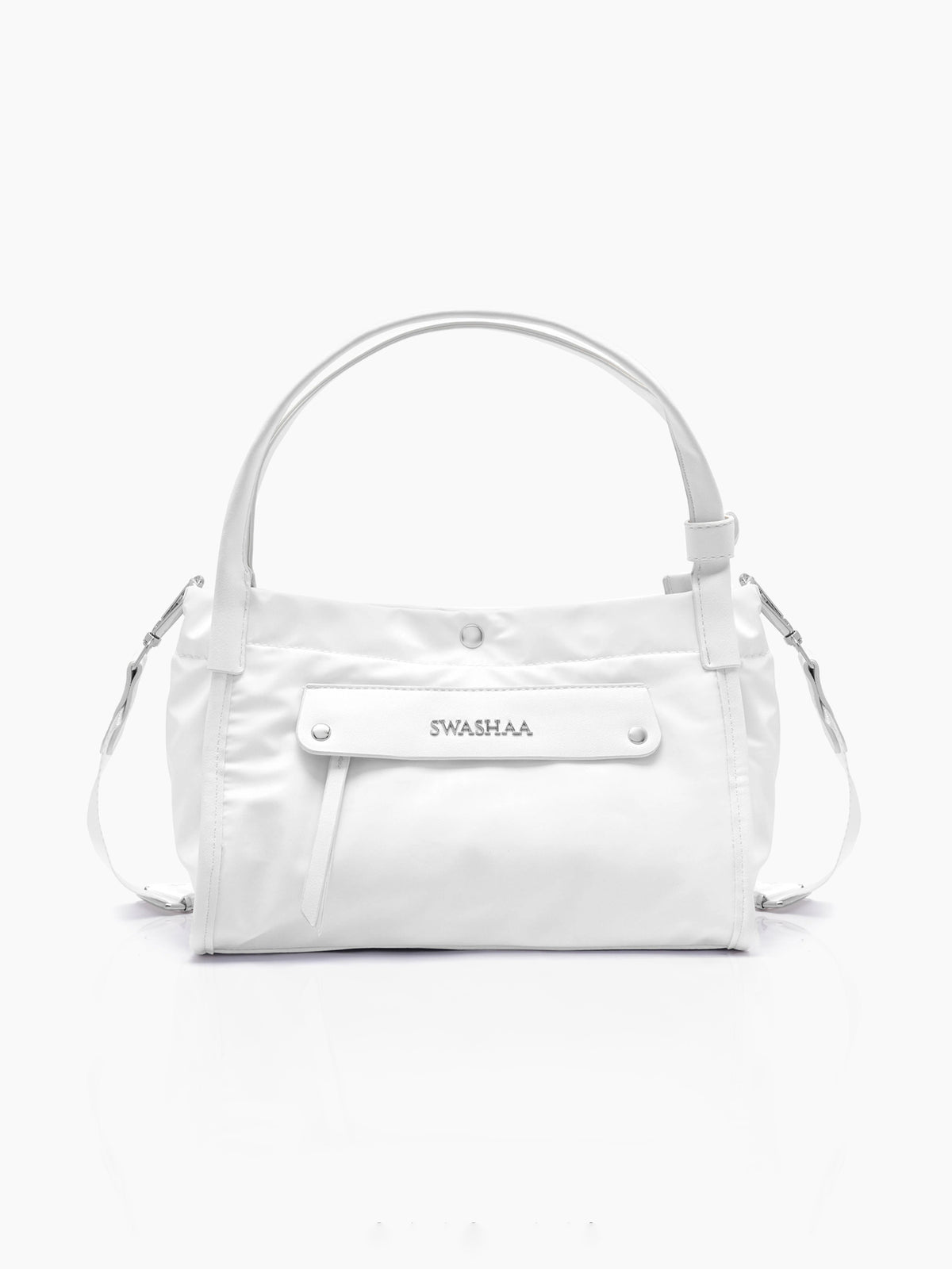 Laura White Nylon Women's Hand Bag