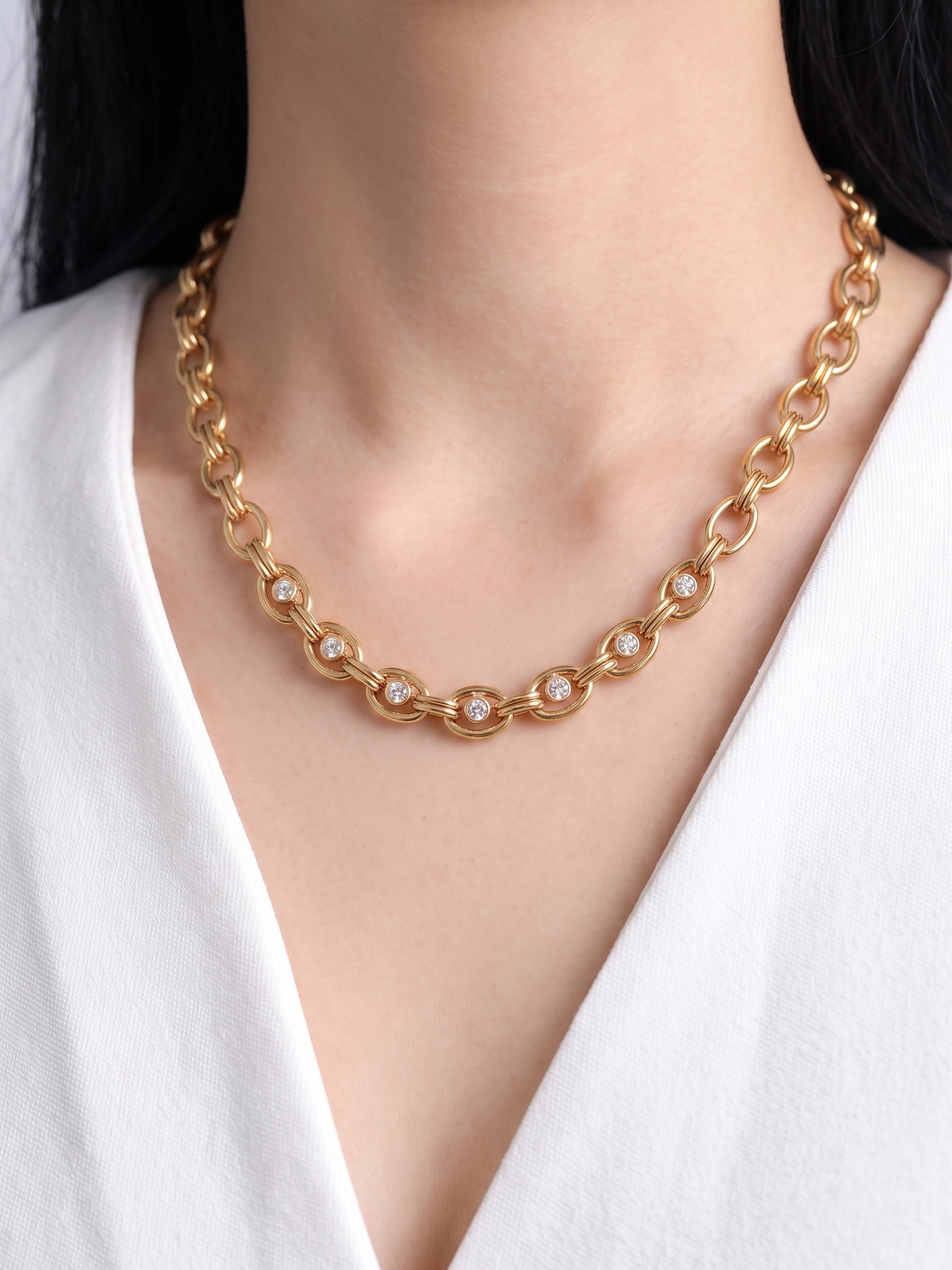 Lavika Solitaire Link 18K Gold Plated Women's Chain