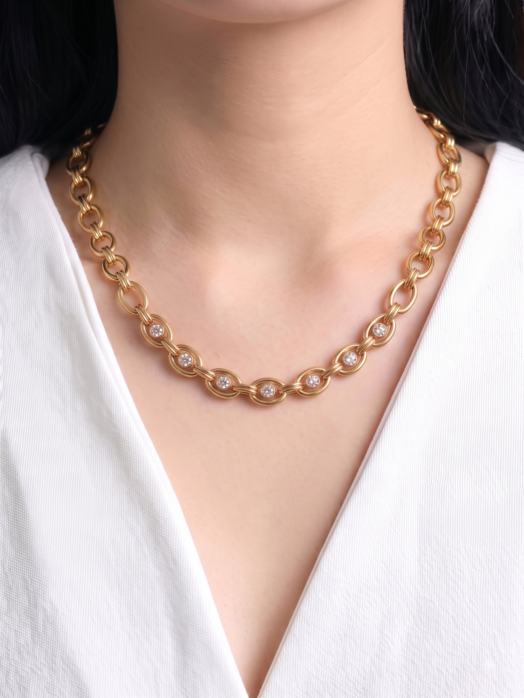 Lavika Solitaire Link 18K Gold Plated Women's Chain
