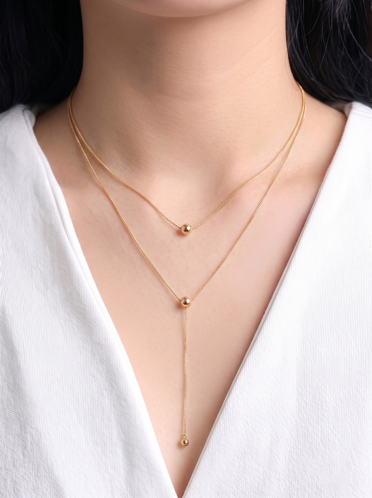 Lavinia Charms 18K Gold Plated Women's Layered Chain Pendant Necklace