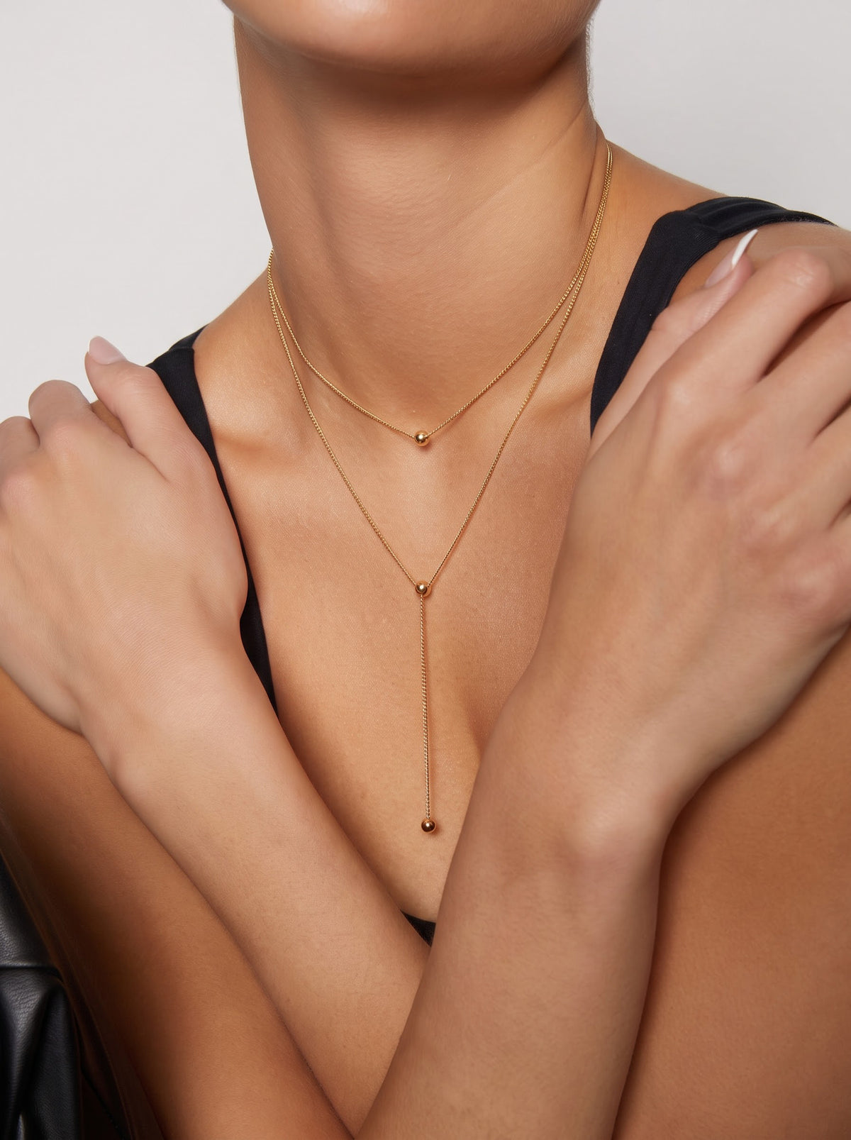 Lavinia Charms 18K Gold Plated Women's Layered Chain Pendant Necklace