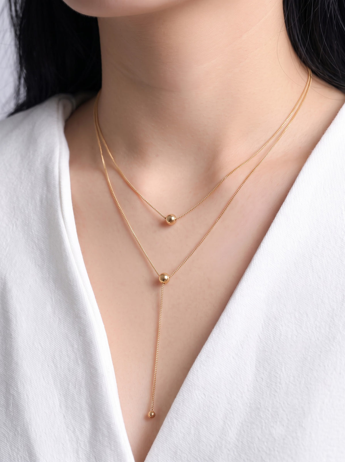 Lavinia Charms 18K Gold Plated Women's Layered Chain Pendant Necklace