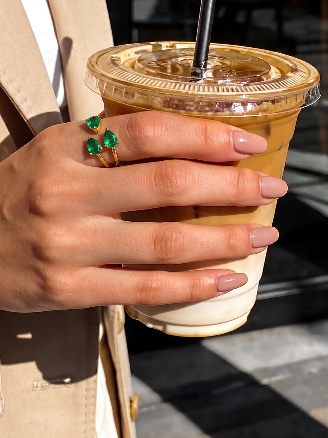 Layla Emerald 18K Gold Plated Women's Ring