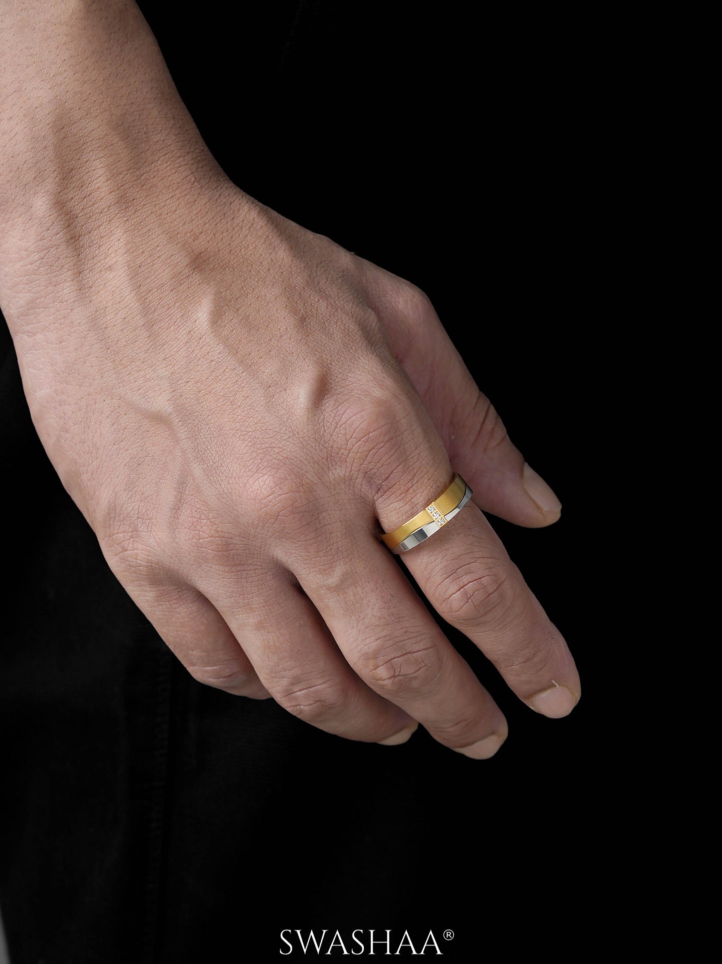 Leander Dual CZ Diamond Band Men's Ring