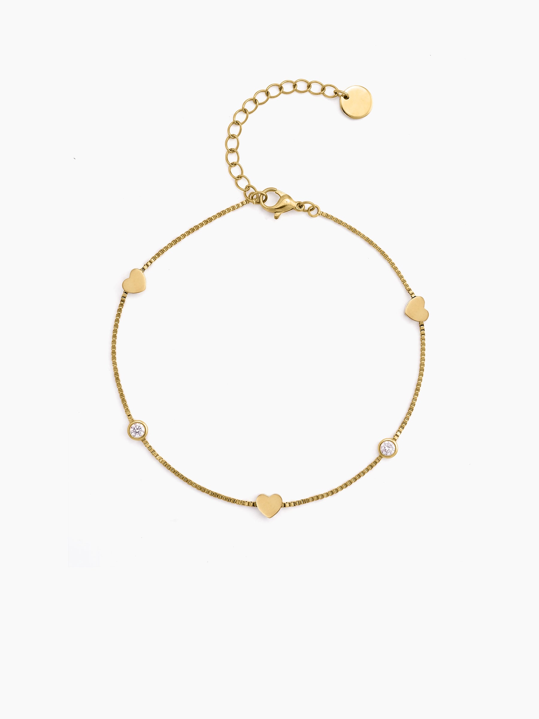 Lennixa Heart Diamond 18K Gold Plated Women's Anklet