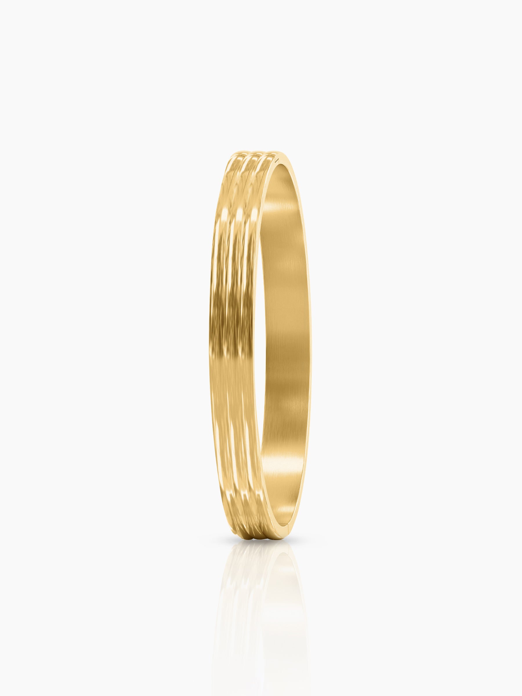 Leo Triple Ridge Glossy 18K Gold Plated Men's Kada