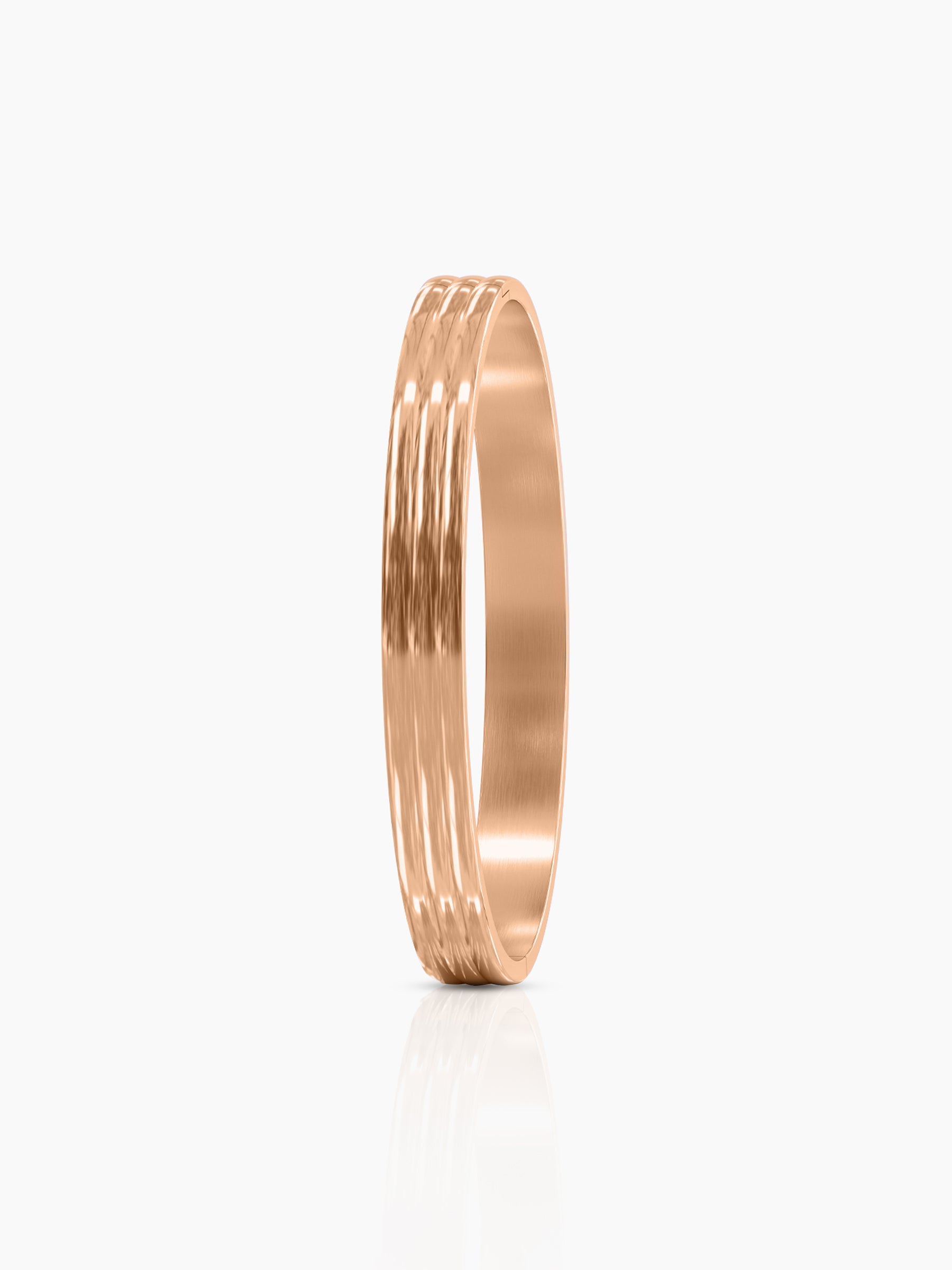 Leo Triple Ridge Glossy Rosegold Plated Men's Kada