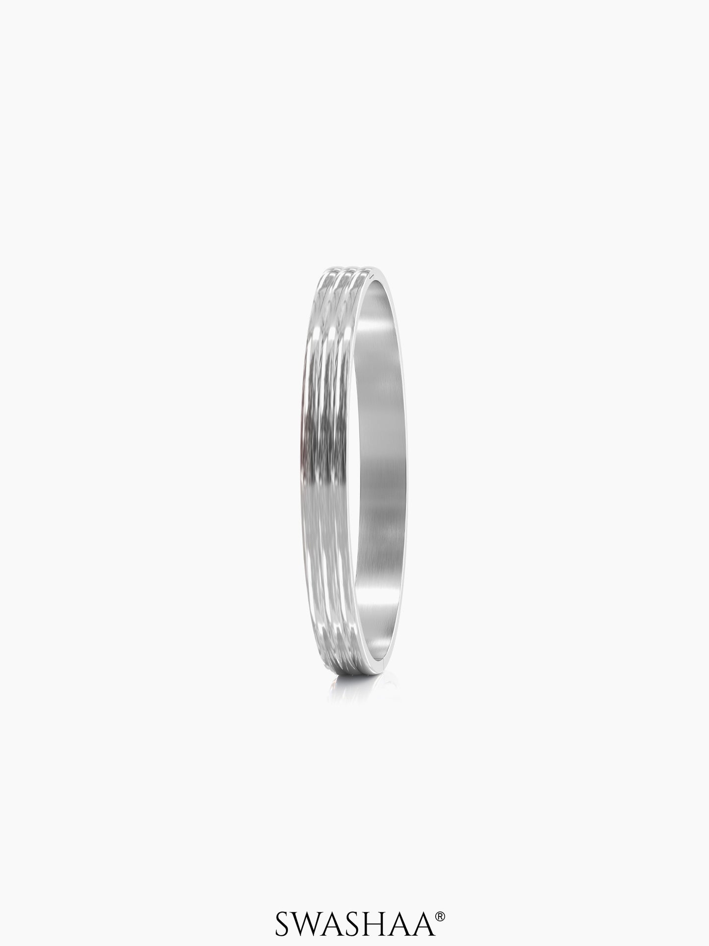 Leo Triple Ridge Glossy Silver Men's Kada
