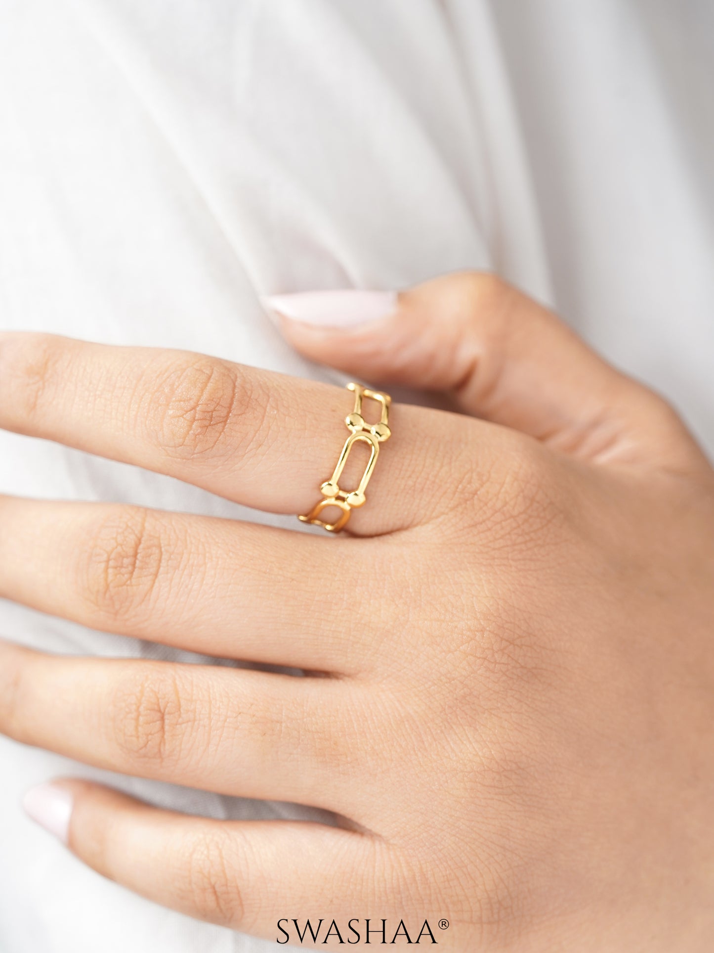 Levi Hollow Frame 18K Gold Plated Ring