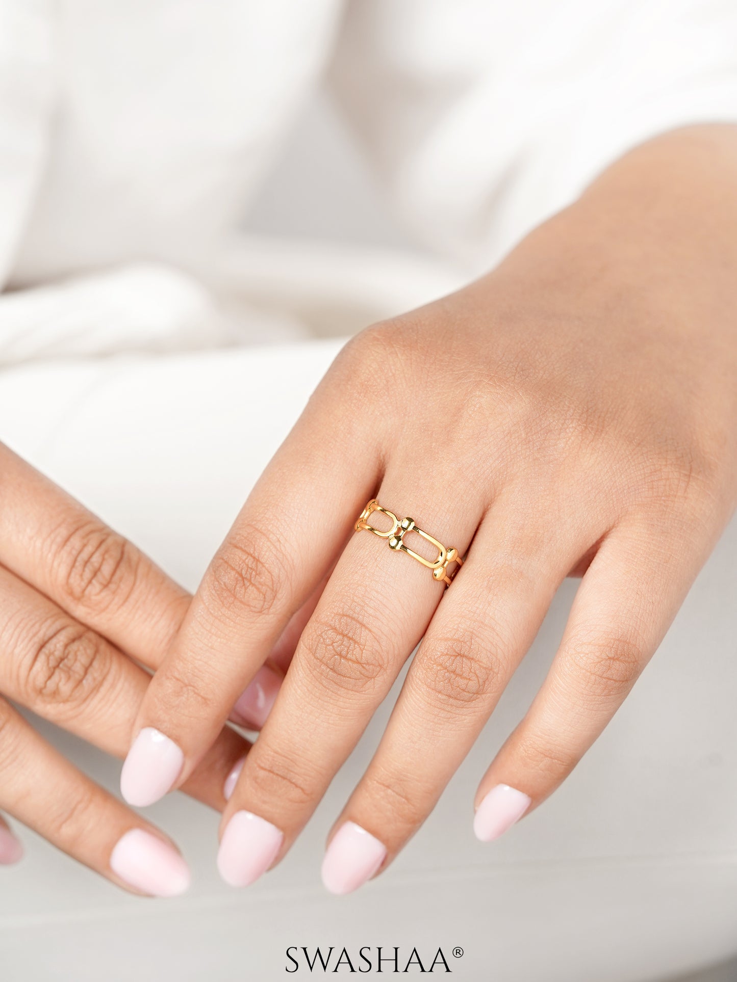 Levi Hollow Frame 18K Gold Plated Ring