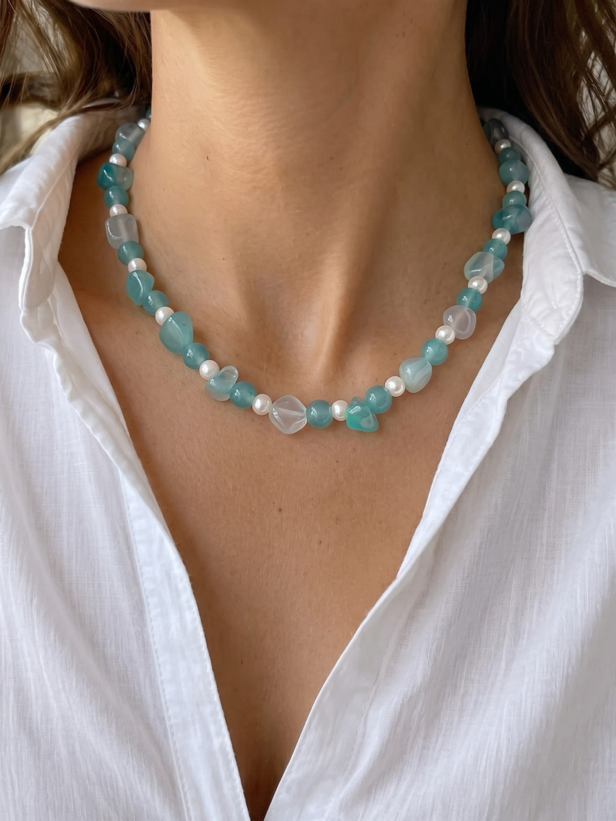 Lime Aqua Women’s Beaded Necklace