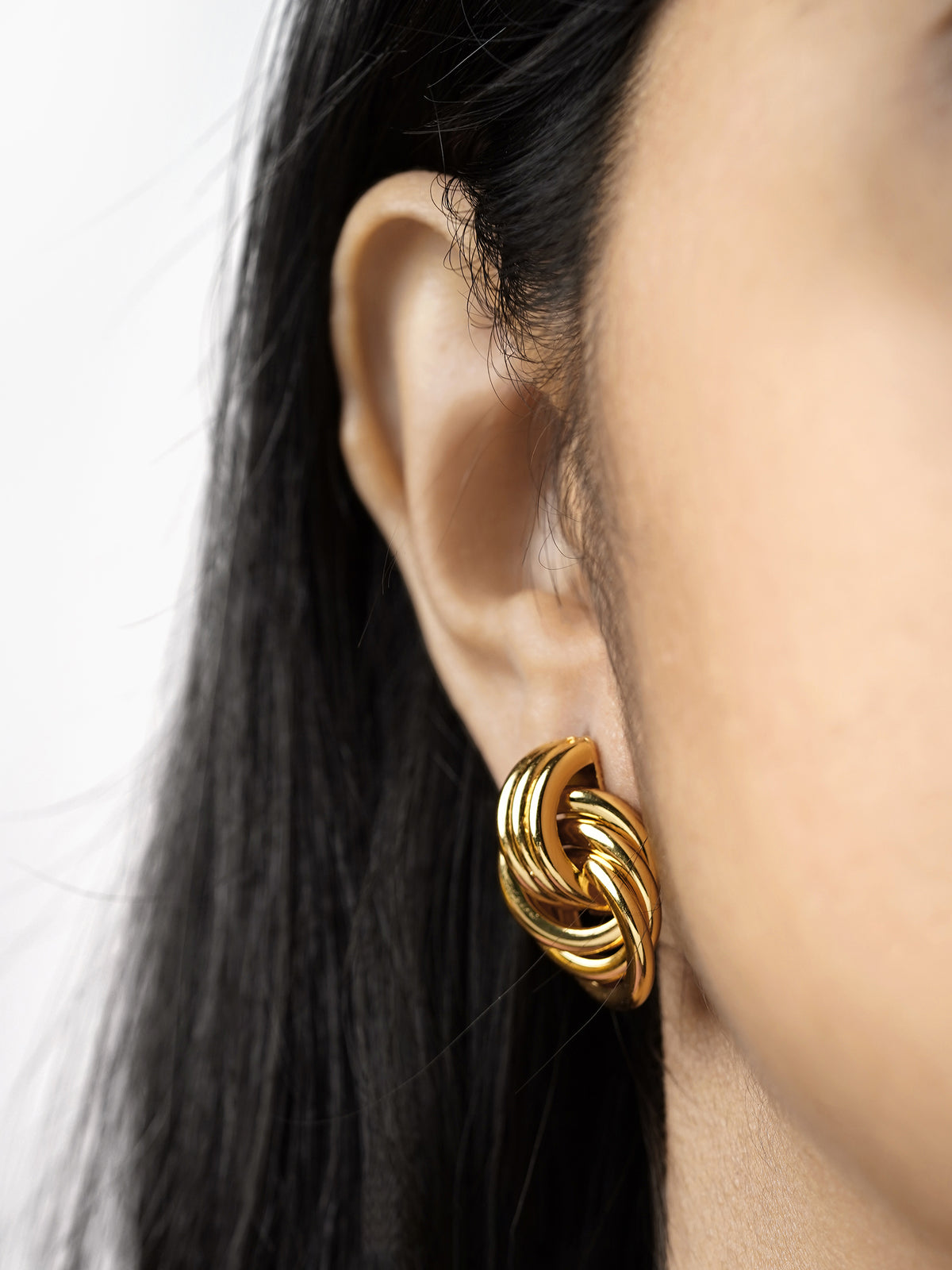Linguine Intertwined Loops 18K Gold Plated Earrings