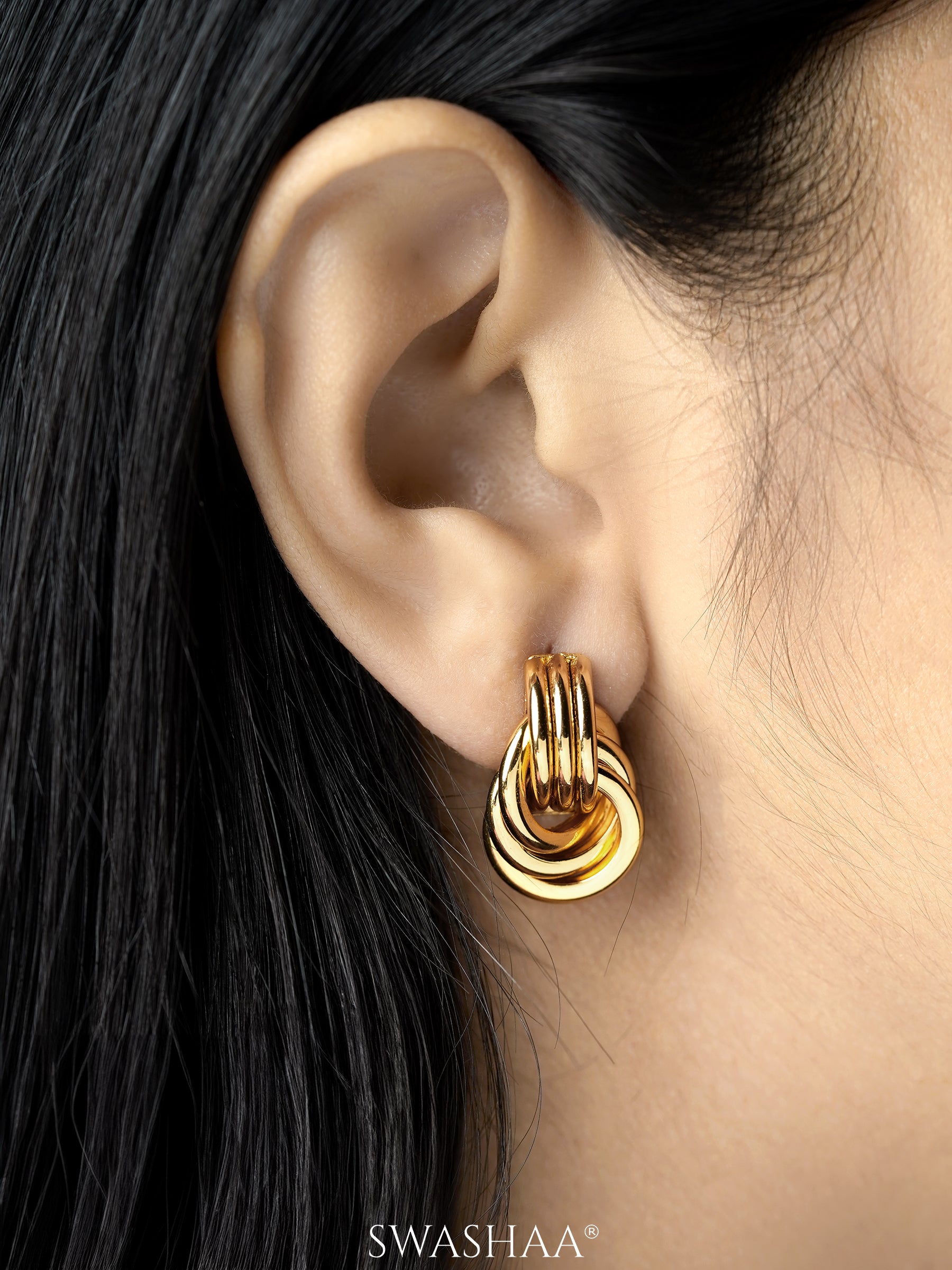 Linguine Intertwined Loops 18K Gold Plated Earrings