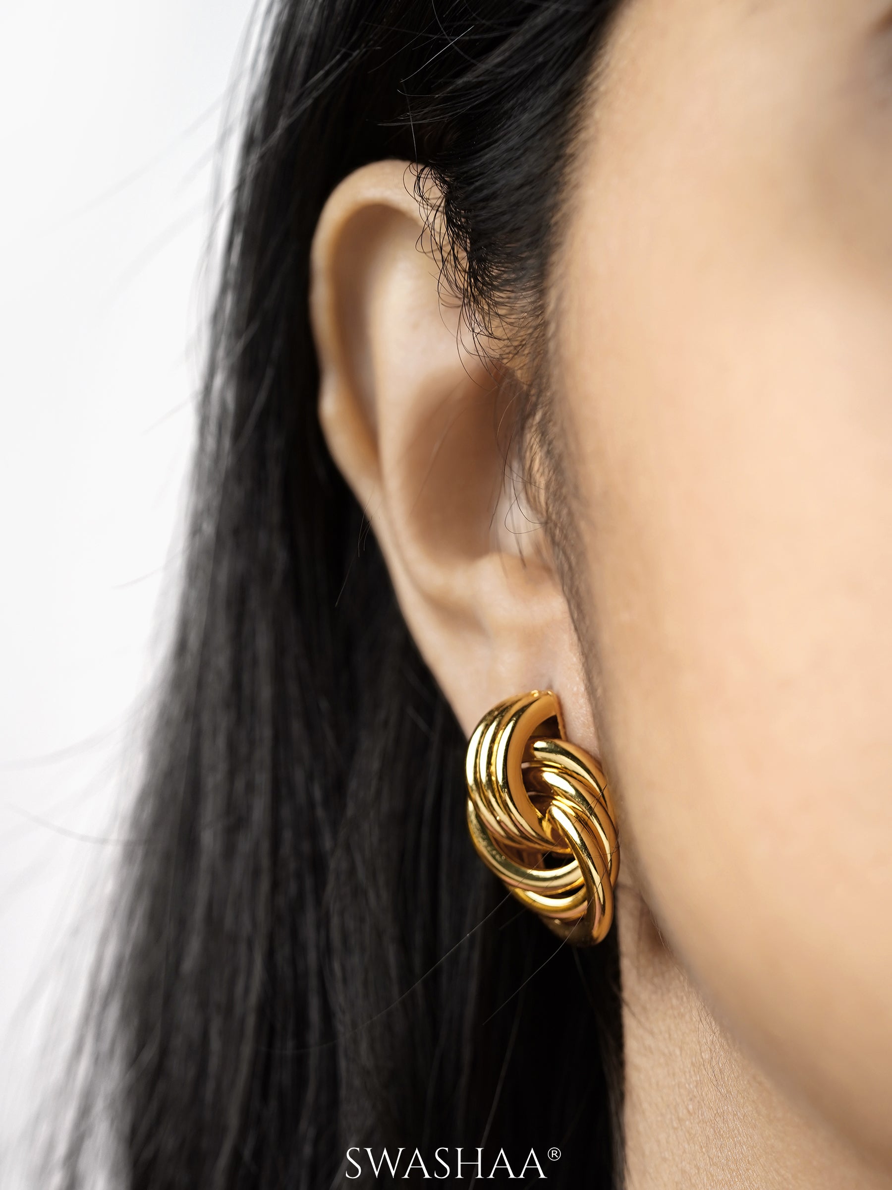 Linguine Intertwined Loops 18K Gold Plated Earrings