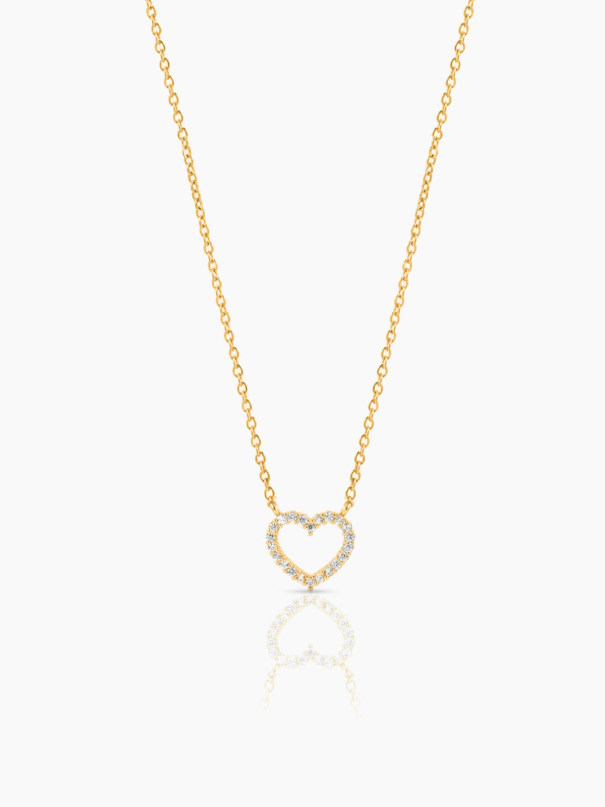 Lioren Crystal Diamond Solitaire Heart 18K Gold Plated Women's Chain Pendant Necklace