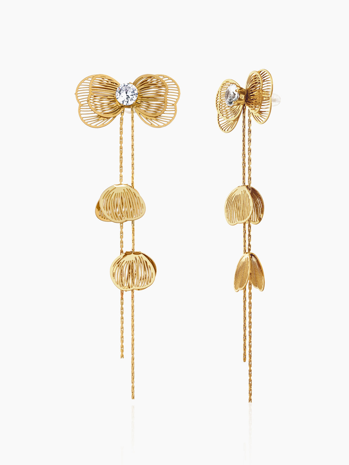 Liressa Bow 18K Gold Plated Threader Drop Dangling Earrings