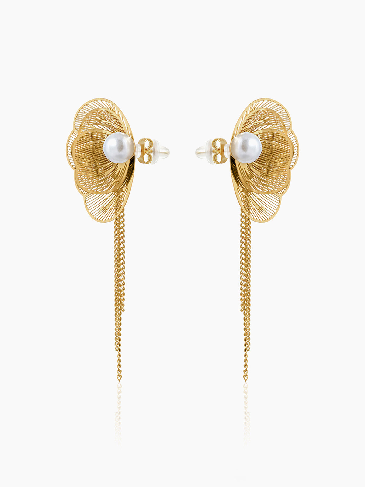 Liressa Butterrfly Pearl 18K Gold Plated Threader Drop Dangling Earrings