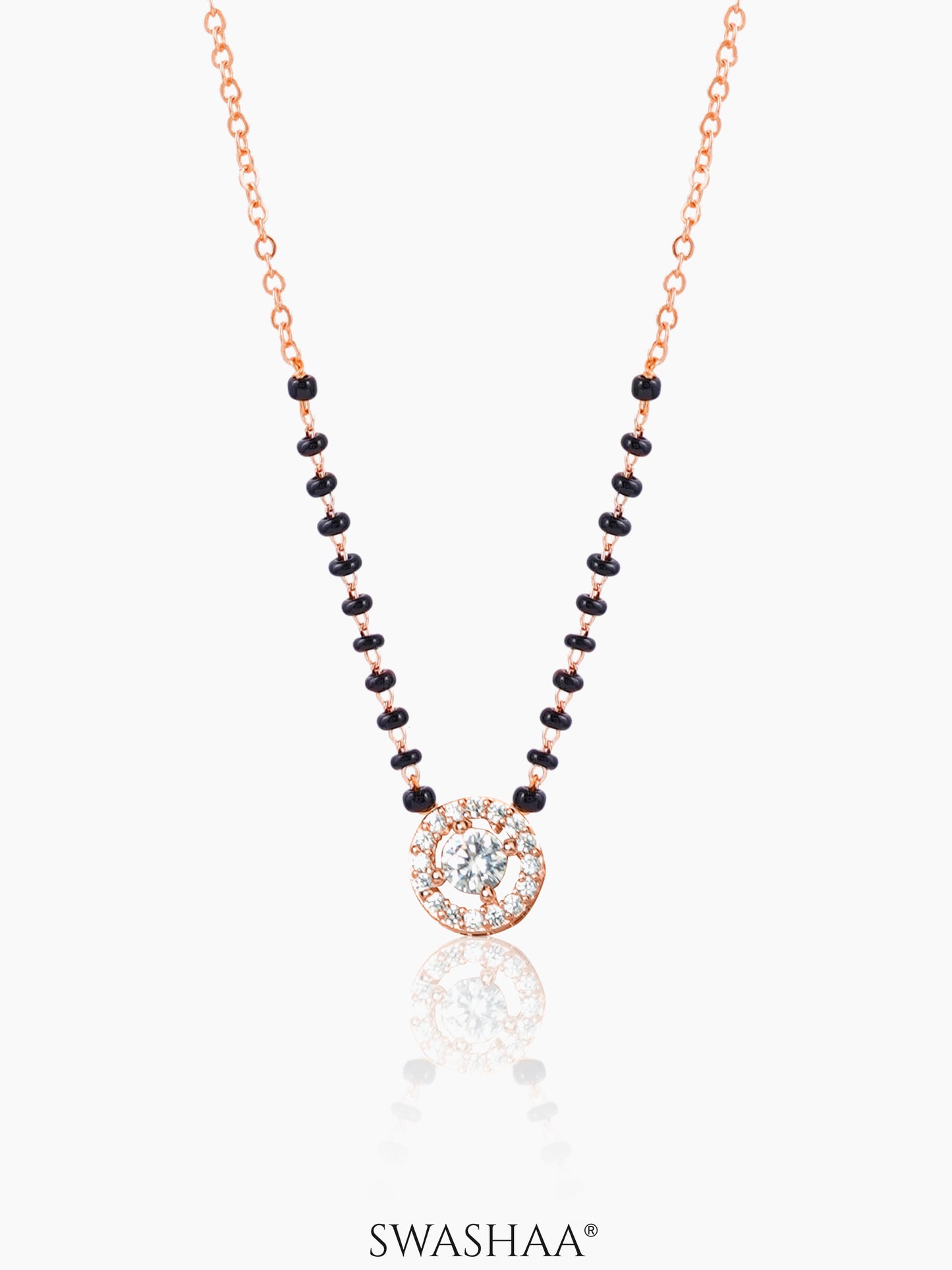Lisa Circular Diamonds Rosegold Plated Pendant Mangalsutra