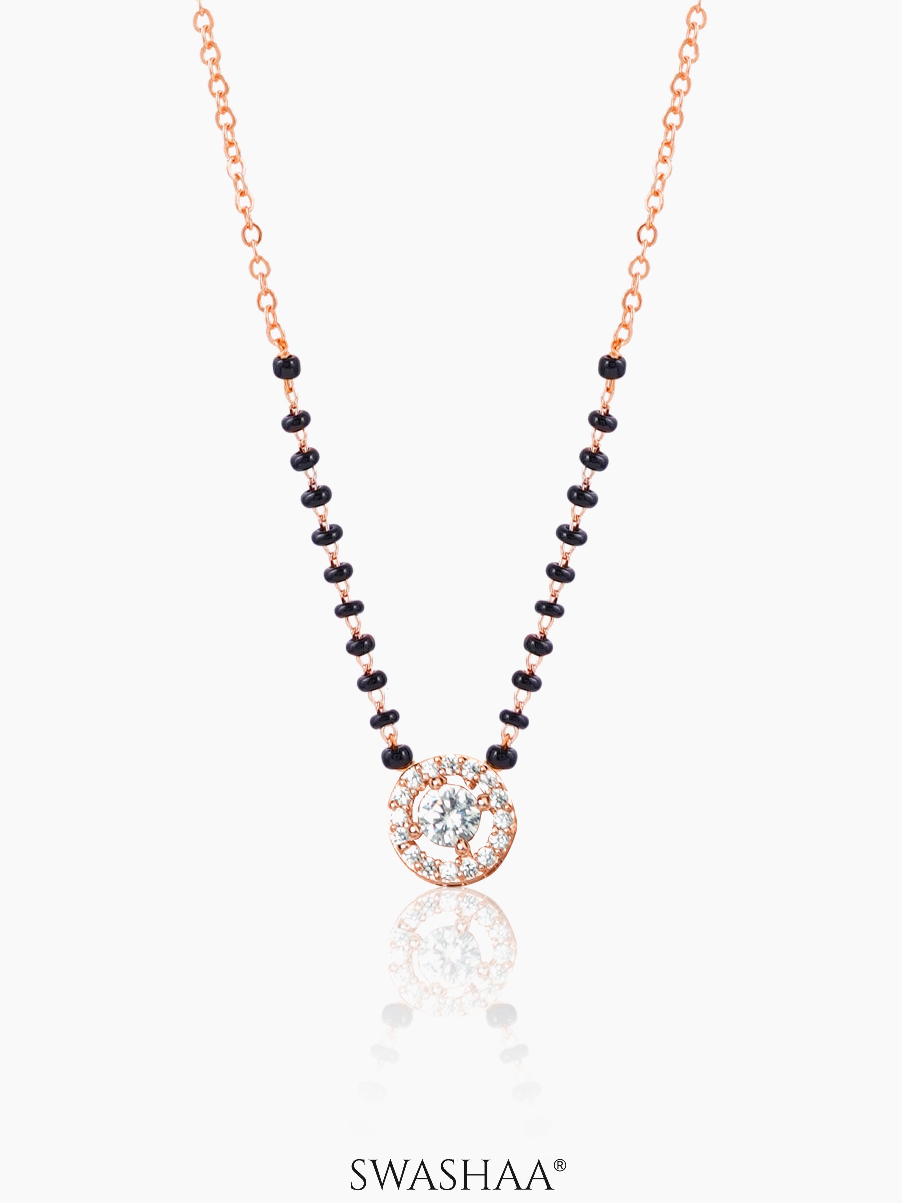 Lisa Circular Diamonds Rosegold Plated Pendant Mangalsutra
