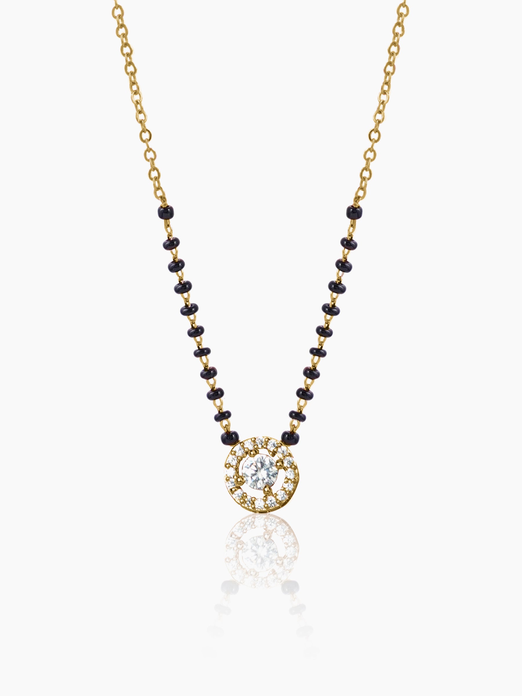 Lisa Circular Diamonds 18K Gold Plated Pendant Mangalsutra