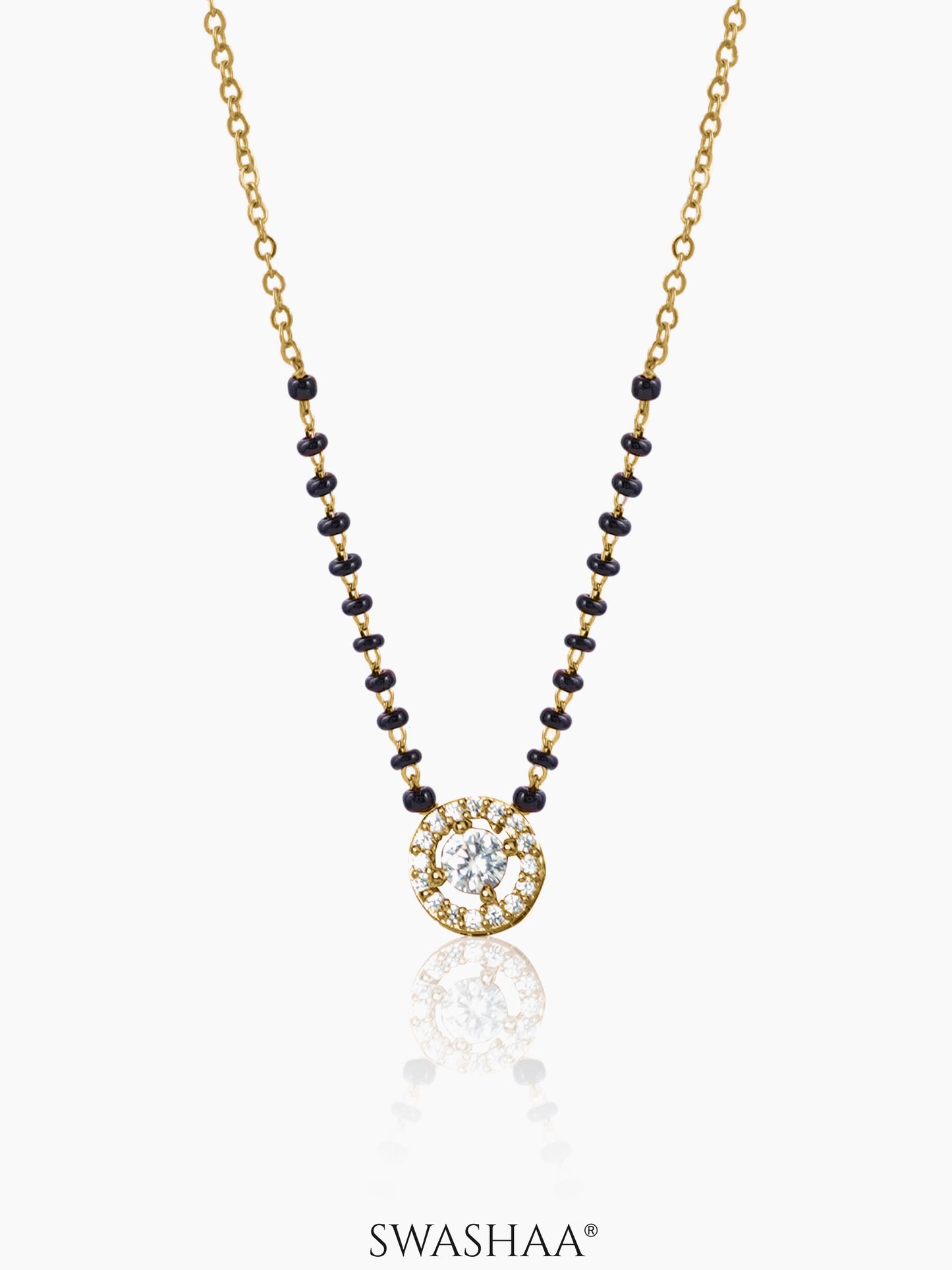 Lisa Circular Diamonds 18K Gold Plated Pendant Mangalsutra