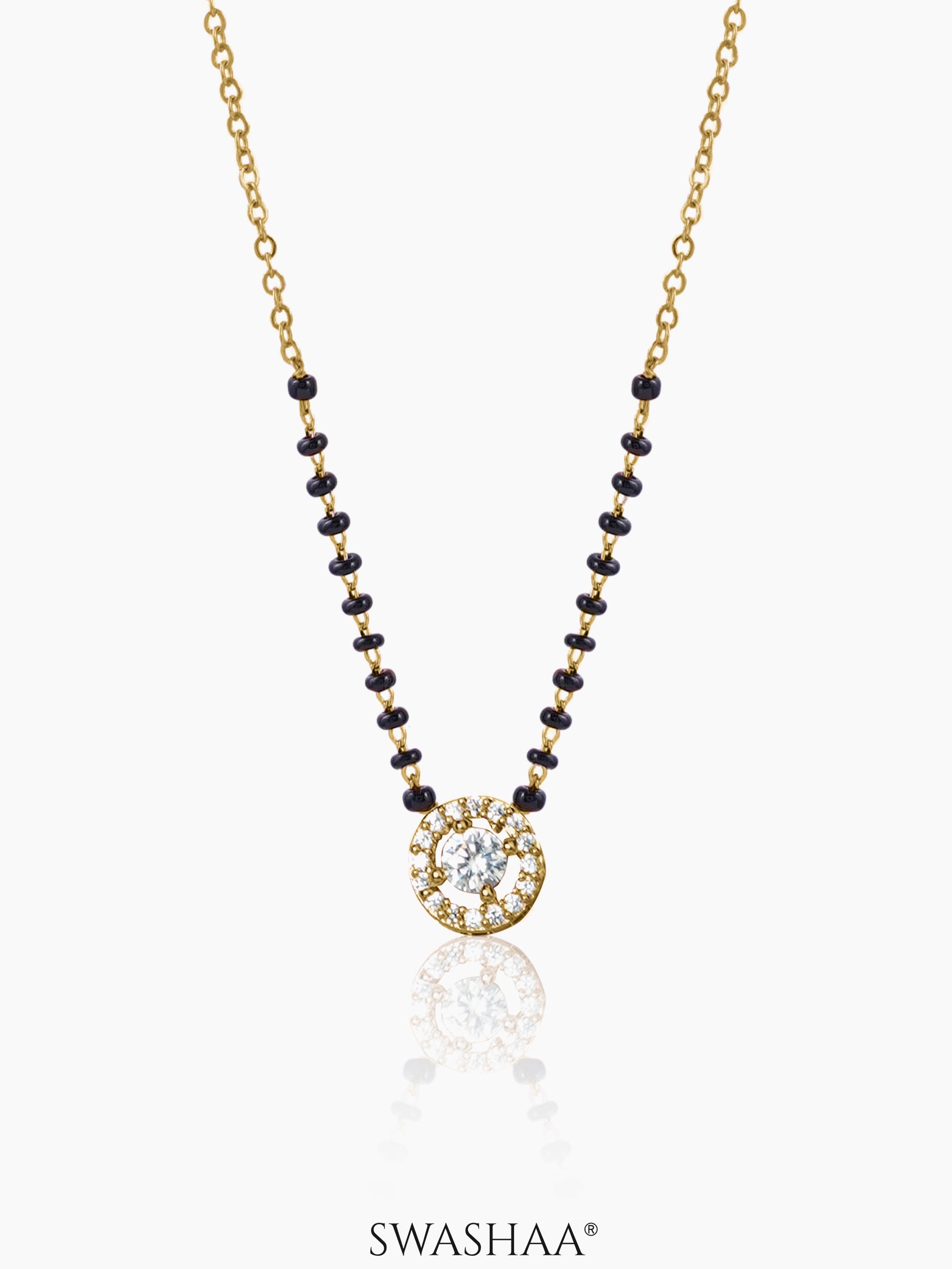 Lisa Circular Diamonds 18K Gold Plated Pendant Mangalsutra