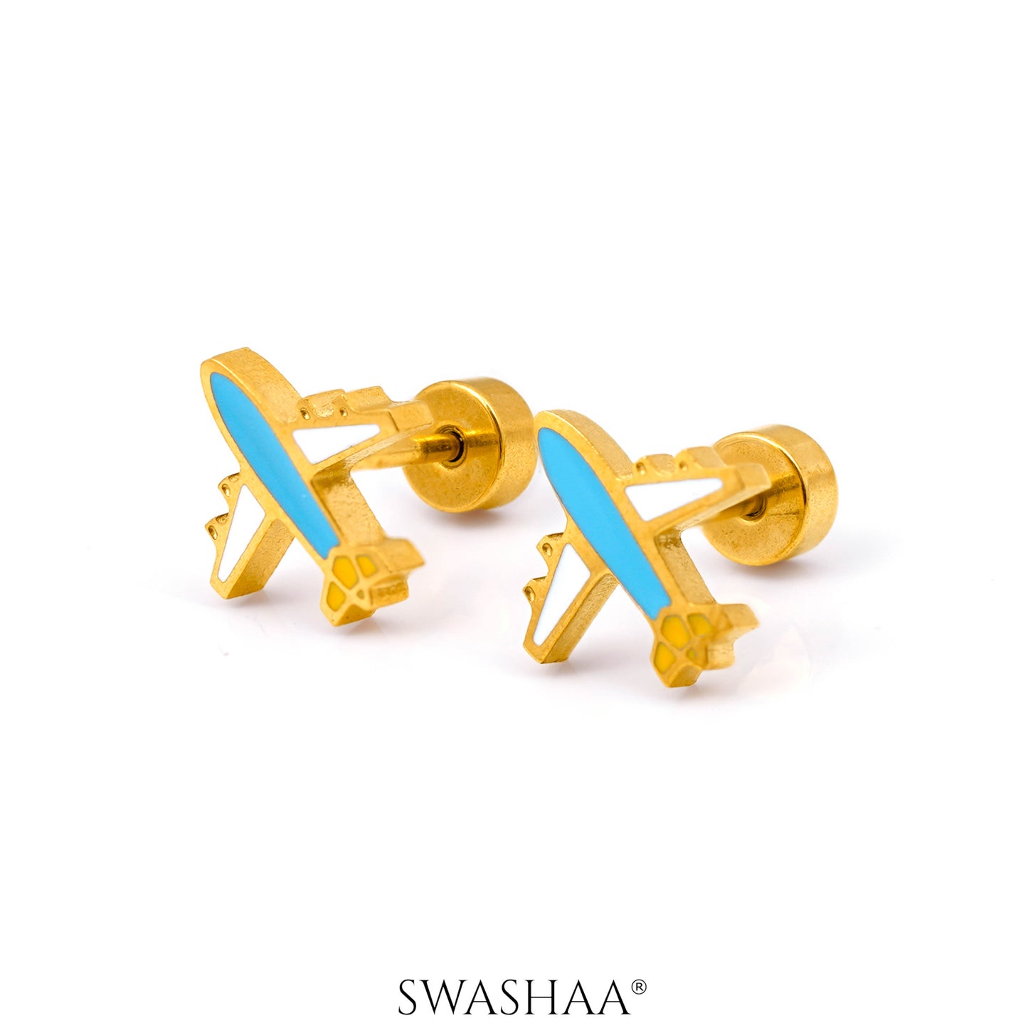 Little Airplane 18K Gold Plated Kid's Earrings