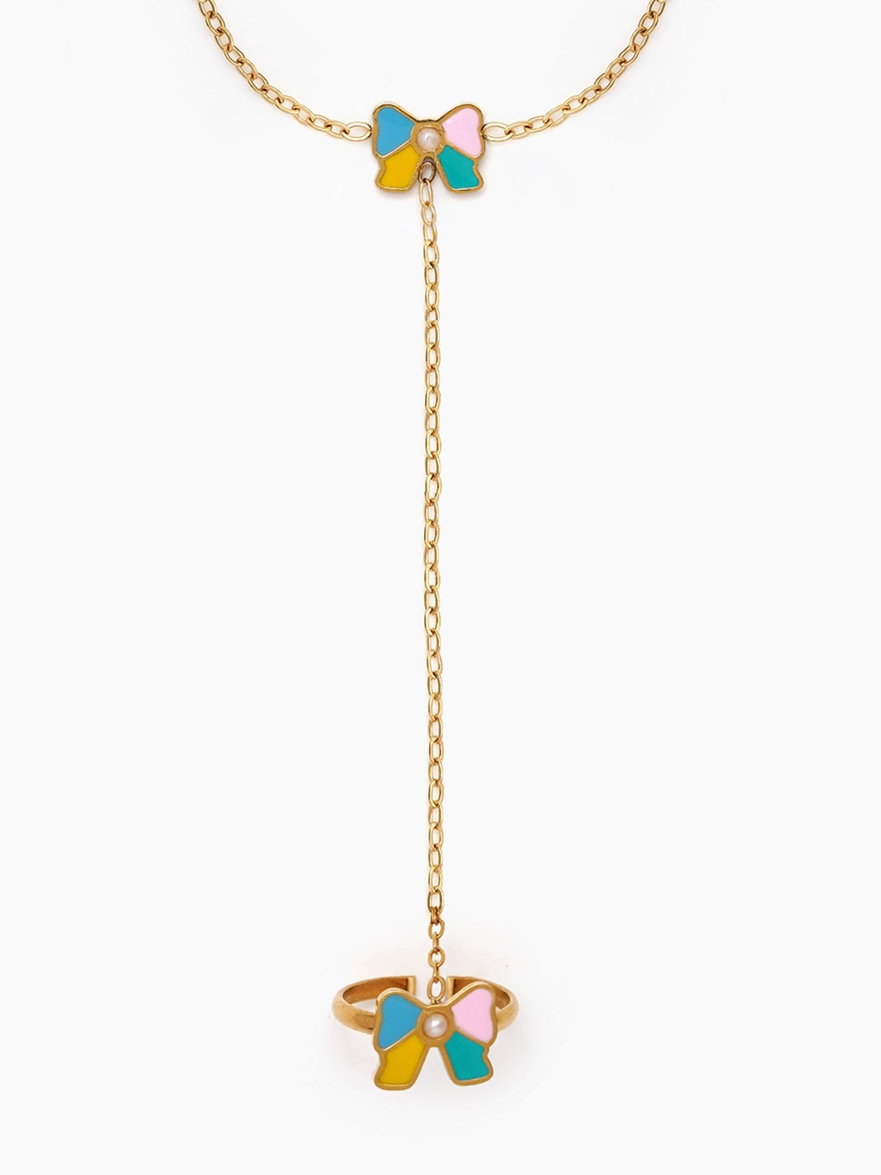 Little Luxe Bow 18K Gold Plated Kid's Ring Bracelet