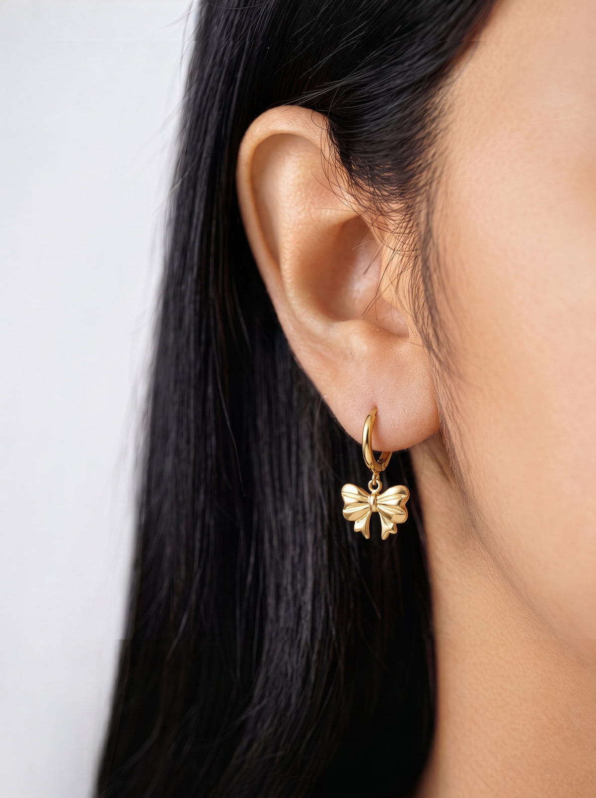 Liza Bow Charms 18K Gold Plated Women's Hoop Earrings