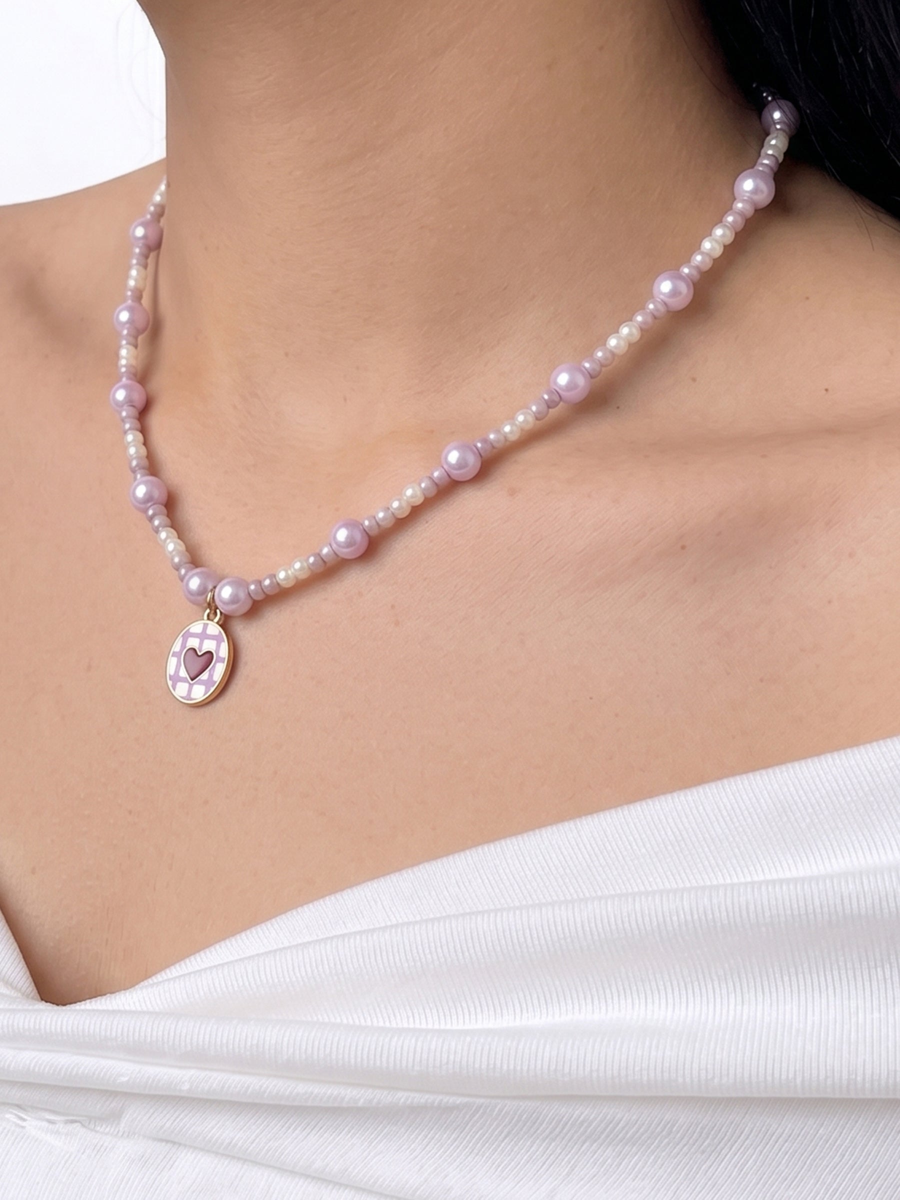 Lola Lilac Heart Women’s Beaded Necklace