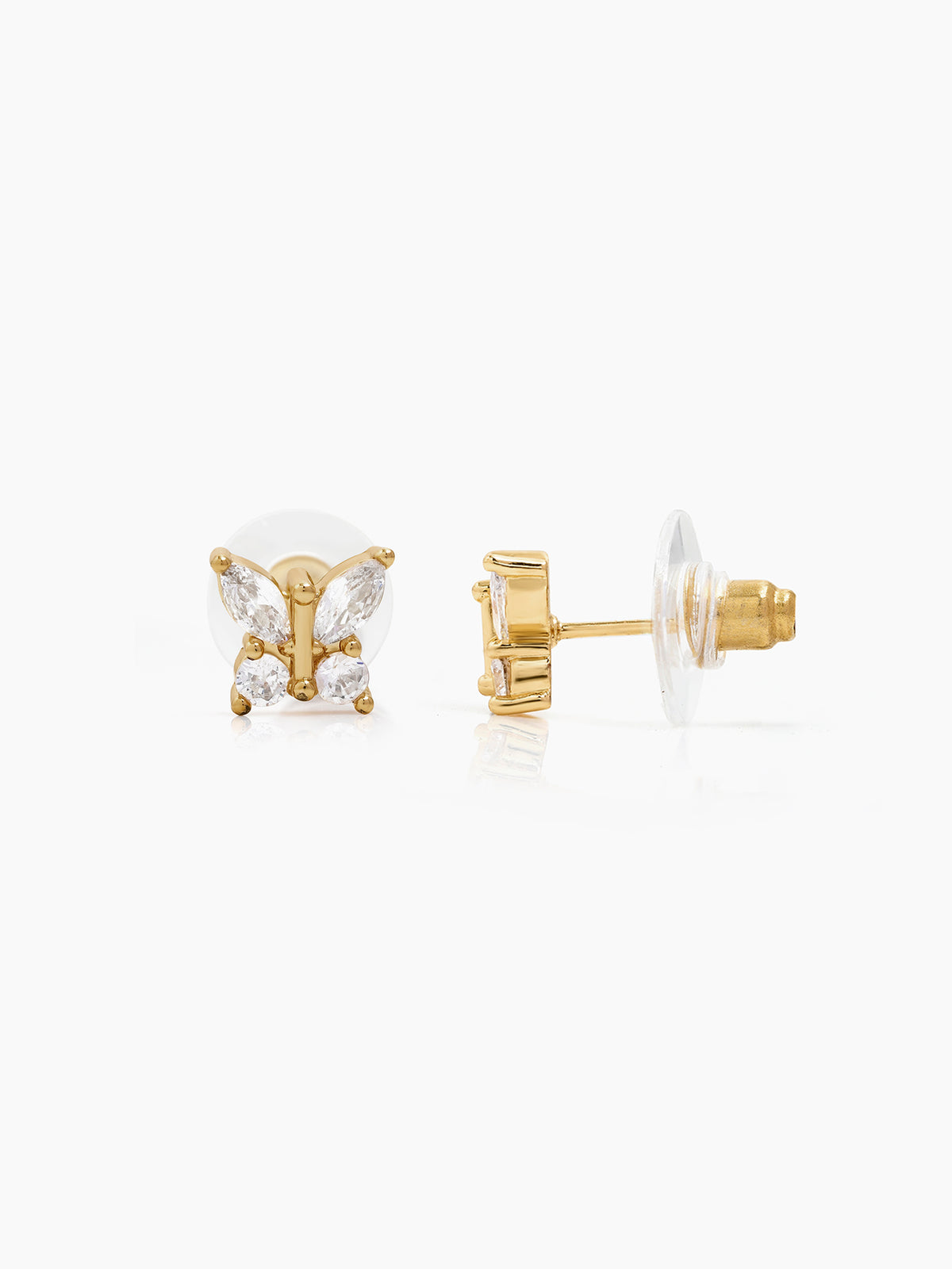Loraya Butterfly Diamond 18K Gold Plated Women's Earrings