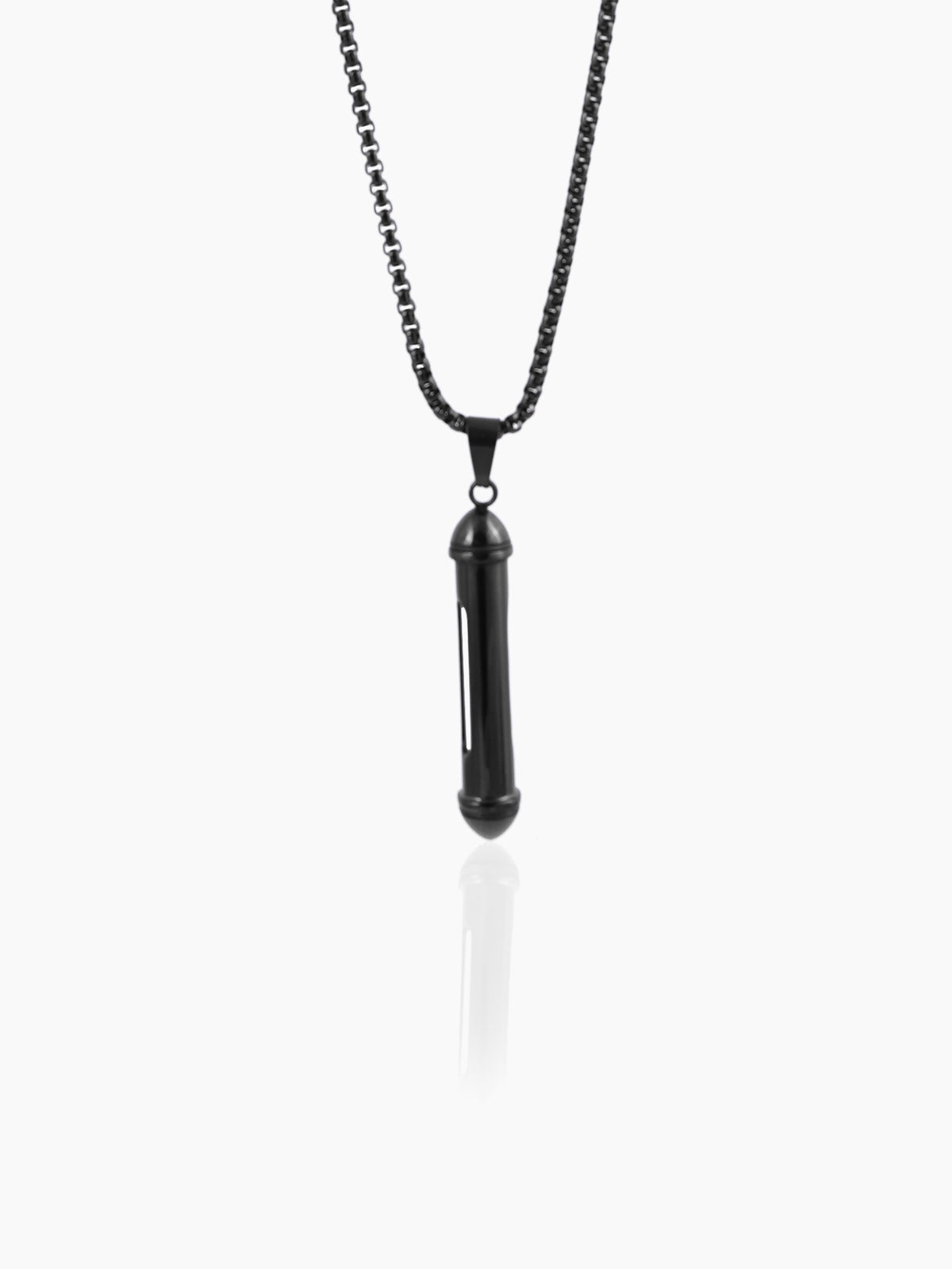 Luca Cylindrical Capsule Black Men's Chain Pendant