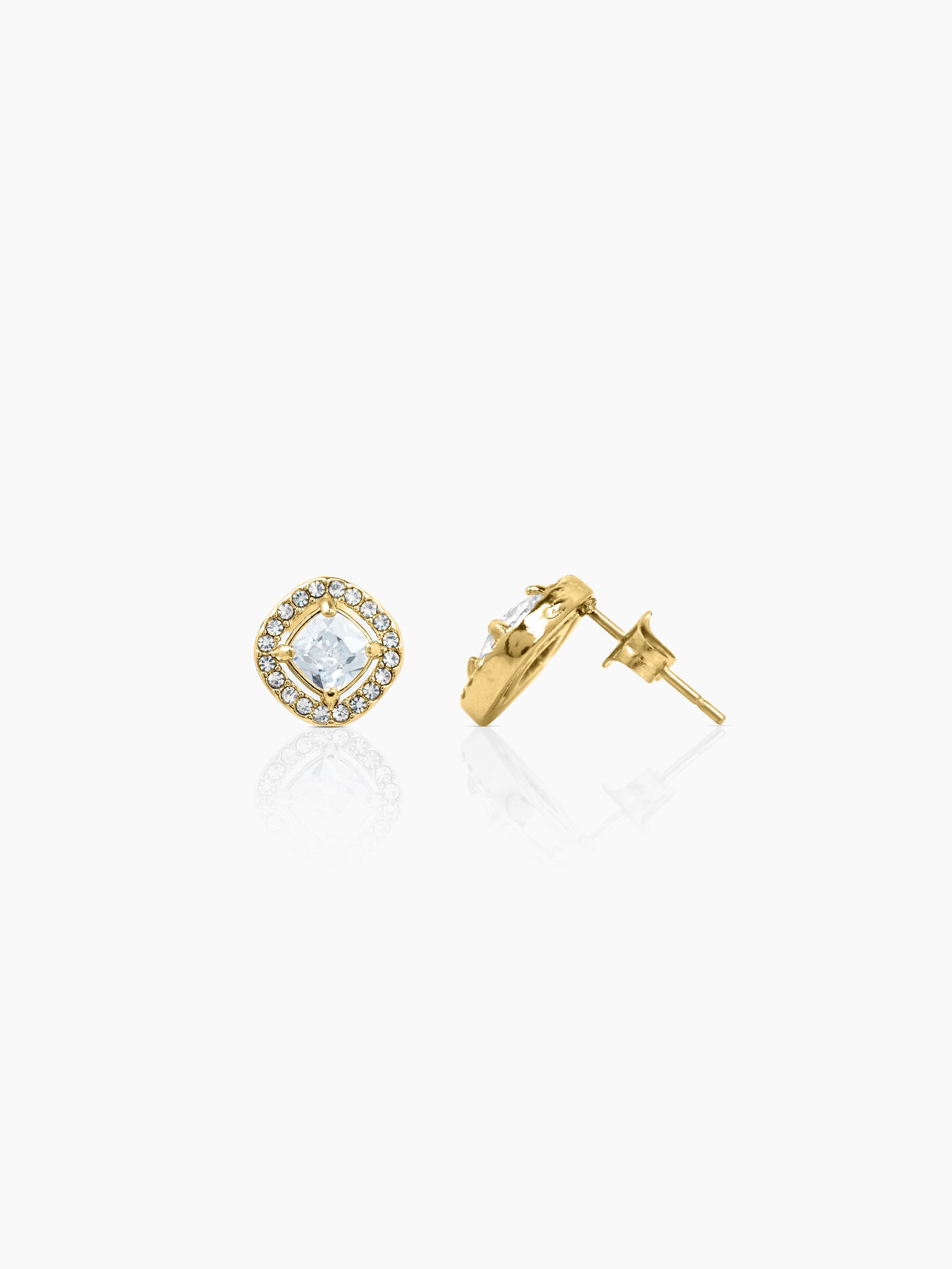 Lucent Cushion Solitaire 18K Gold Plated Men's Stud Earrings