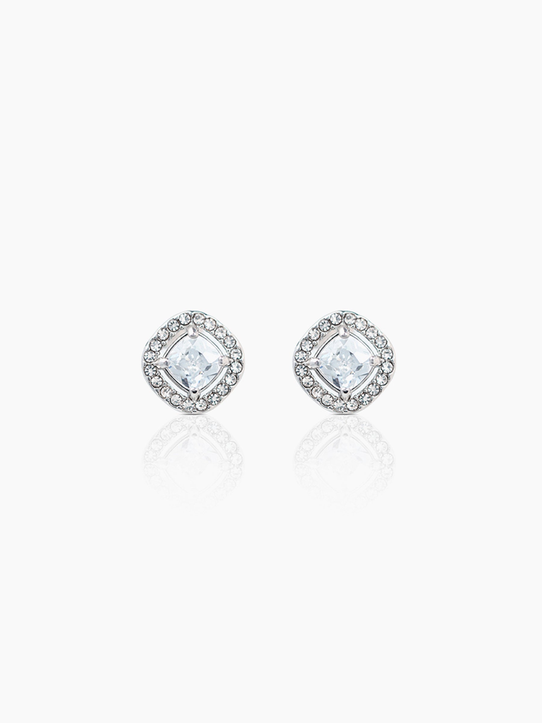 Lucent Cushion Solitaire Silver Men's Stud Earrings
