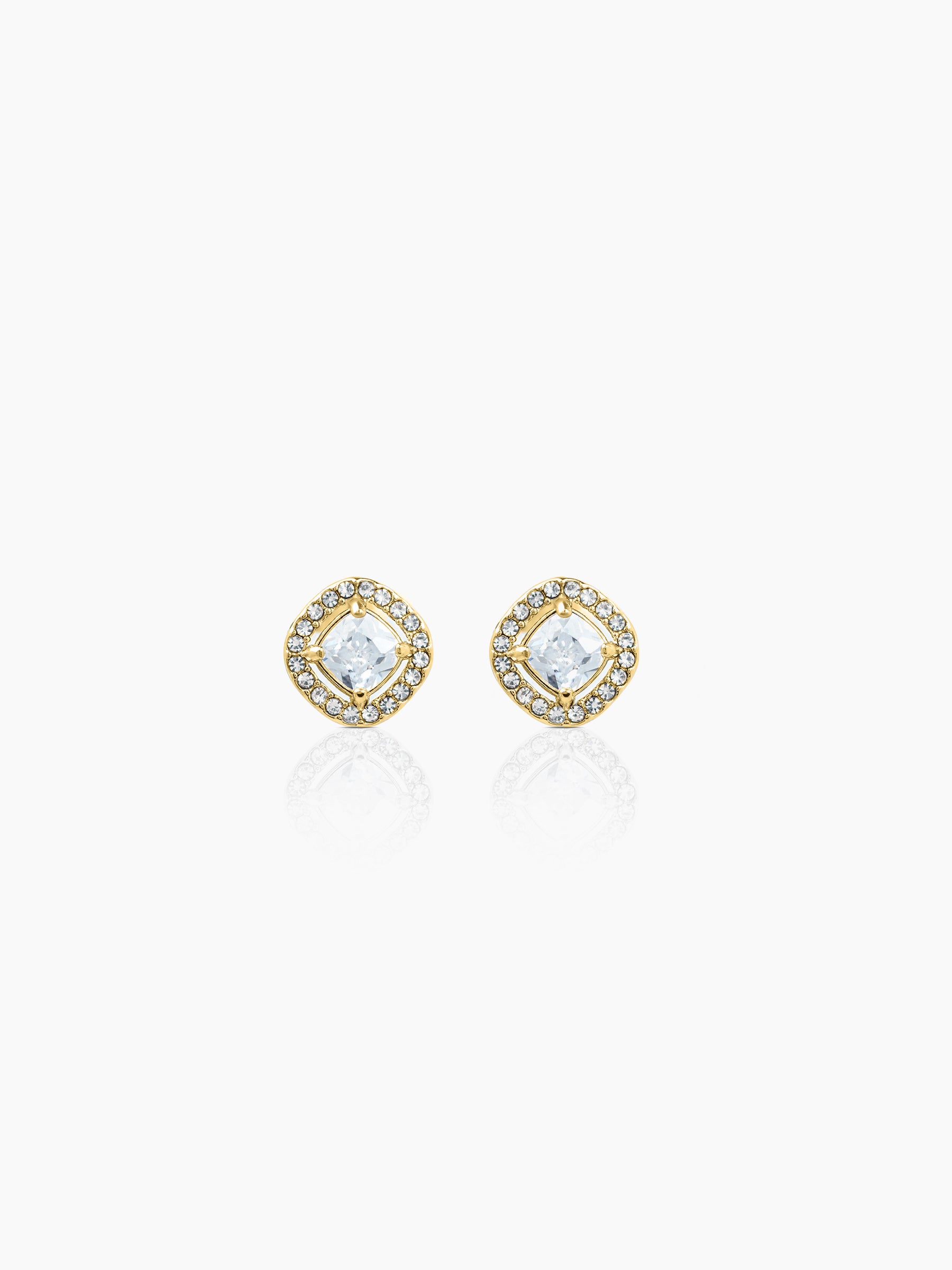 Lucent Cushion Solitaire 18K Gold Plated Men's Stud Earrings