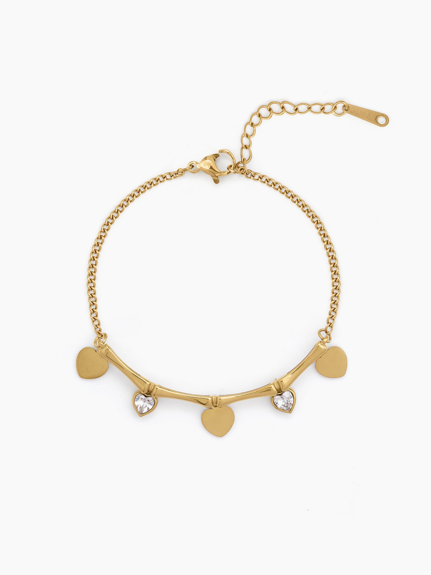 Lucetta Diamond Heart Charms 18K Gold Plated Women's Bracelets